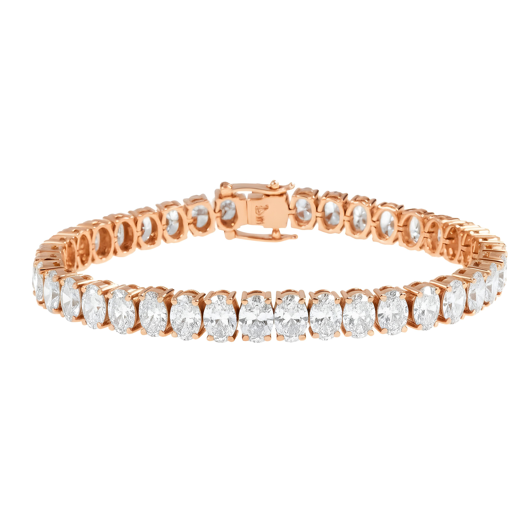 14K White Gold Oval Cut Diamond Tennis Bracelet 20.93ct