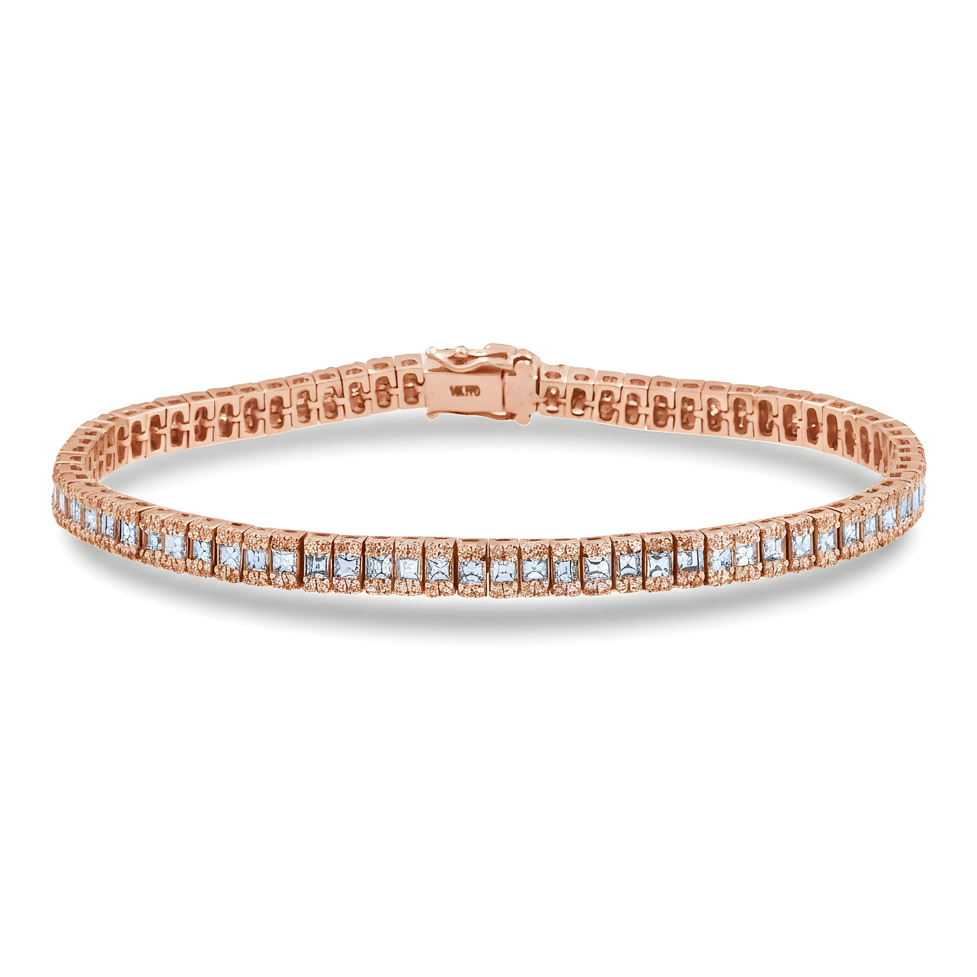 14K White Gold Asscher & Round Diamond Tennis Bracelet 5.17ct