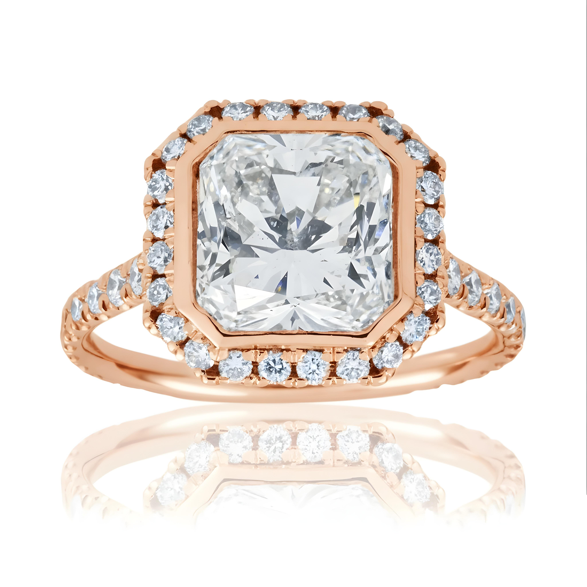 18K White Gold 4.07ct Cushion Diamond Engagement Ring 4.98ctw
