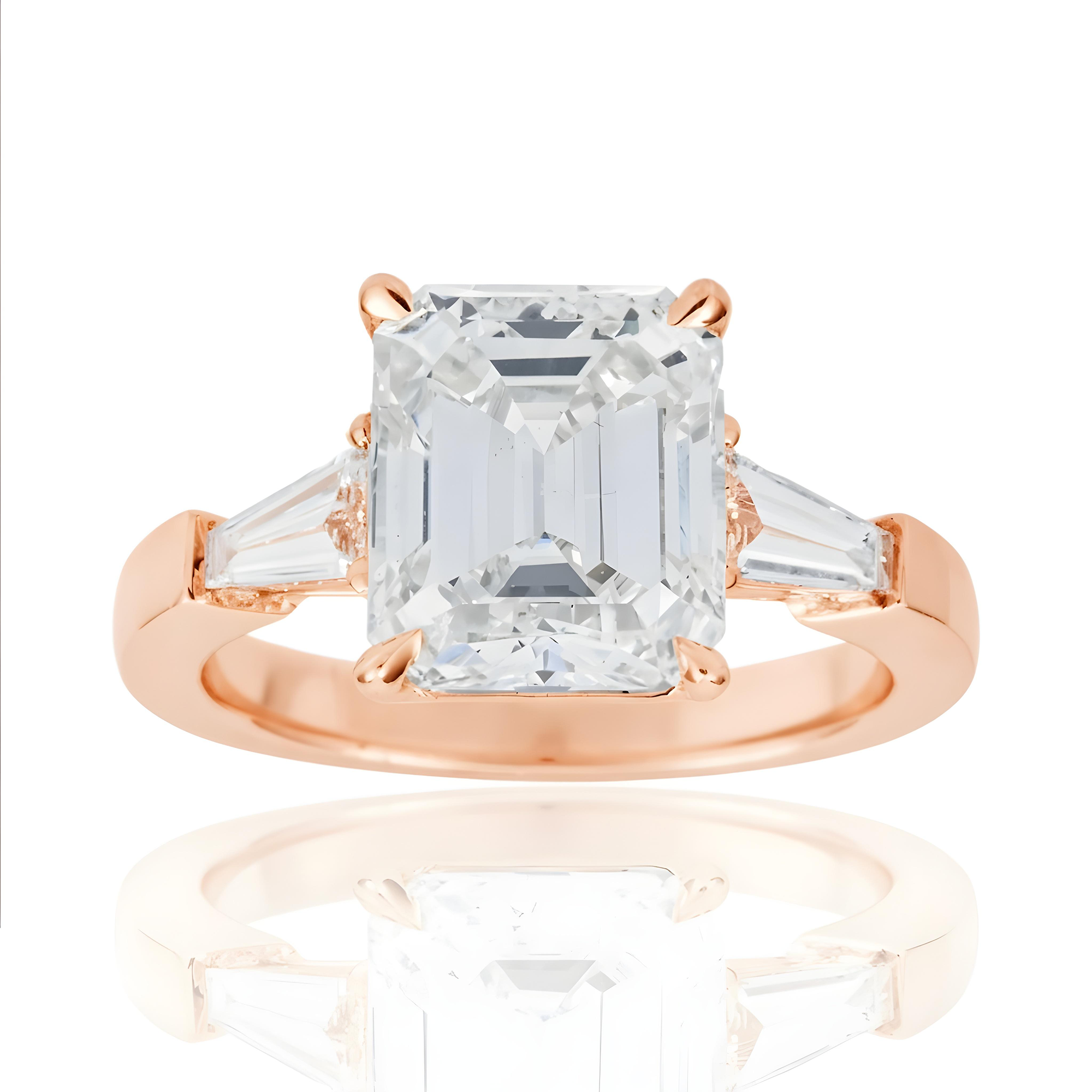 Platinum 4.02ct Emerald Diamond Engagement Ring 4.46ctw