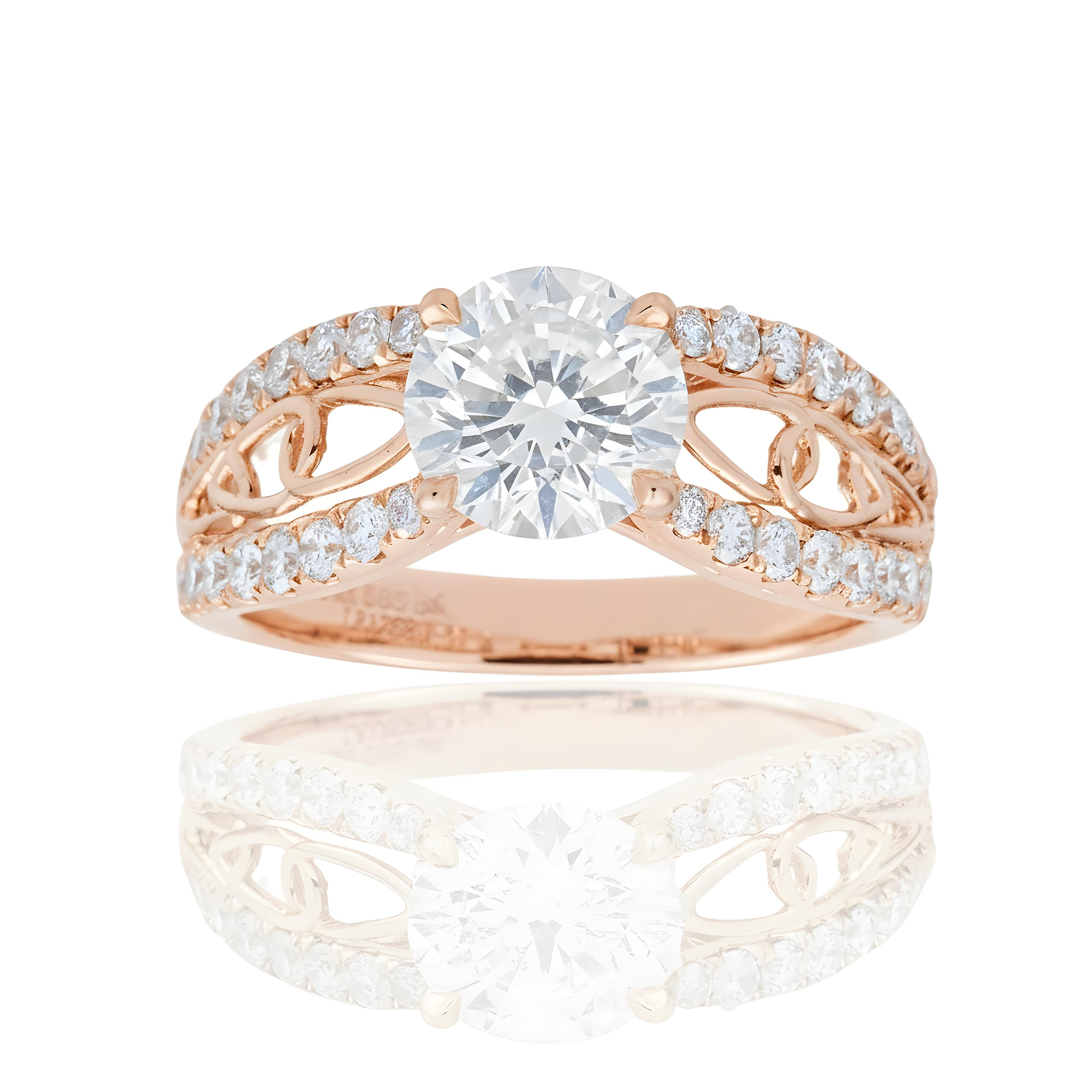 14K White Gold 1.60ct Round Diamond Engagement Ring 2.34ctw