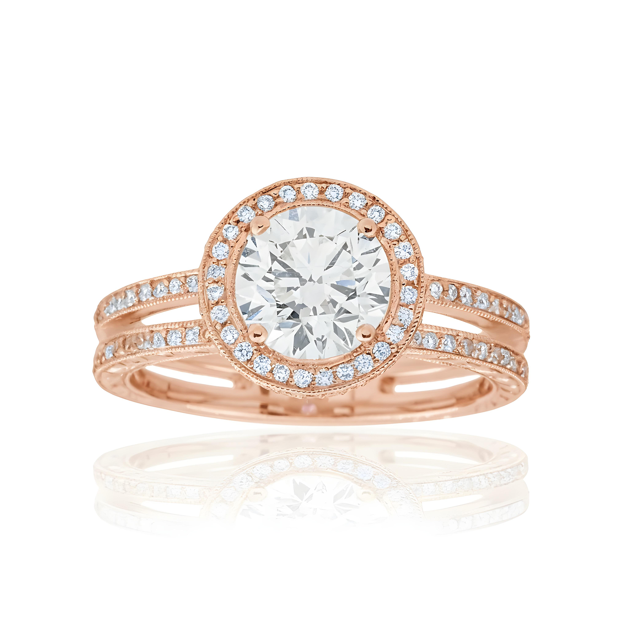 18K White Gold 1.53ct Round Diamond Engagement Ring 1.97ctw