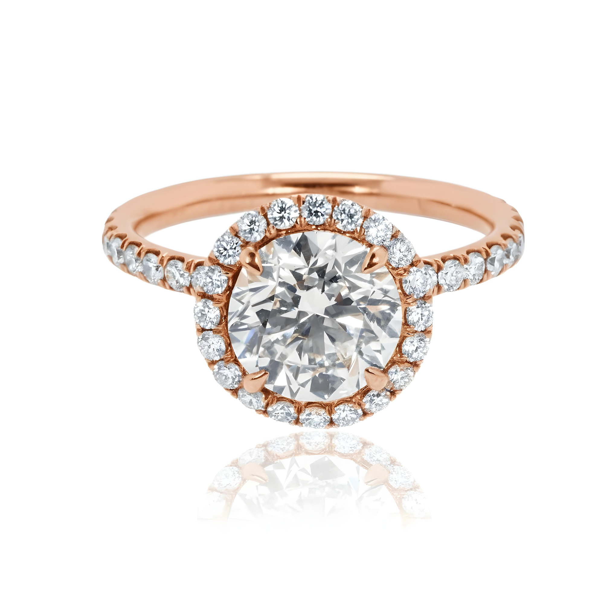 18K Yellow Gold 2.03ct Round Diamond Engagement Ring 2.83ctw