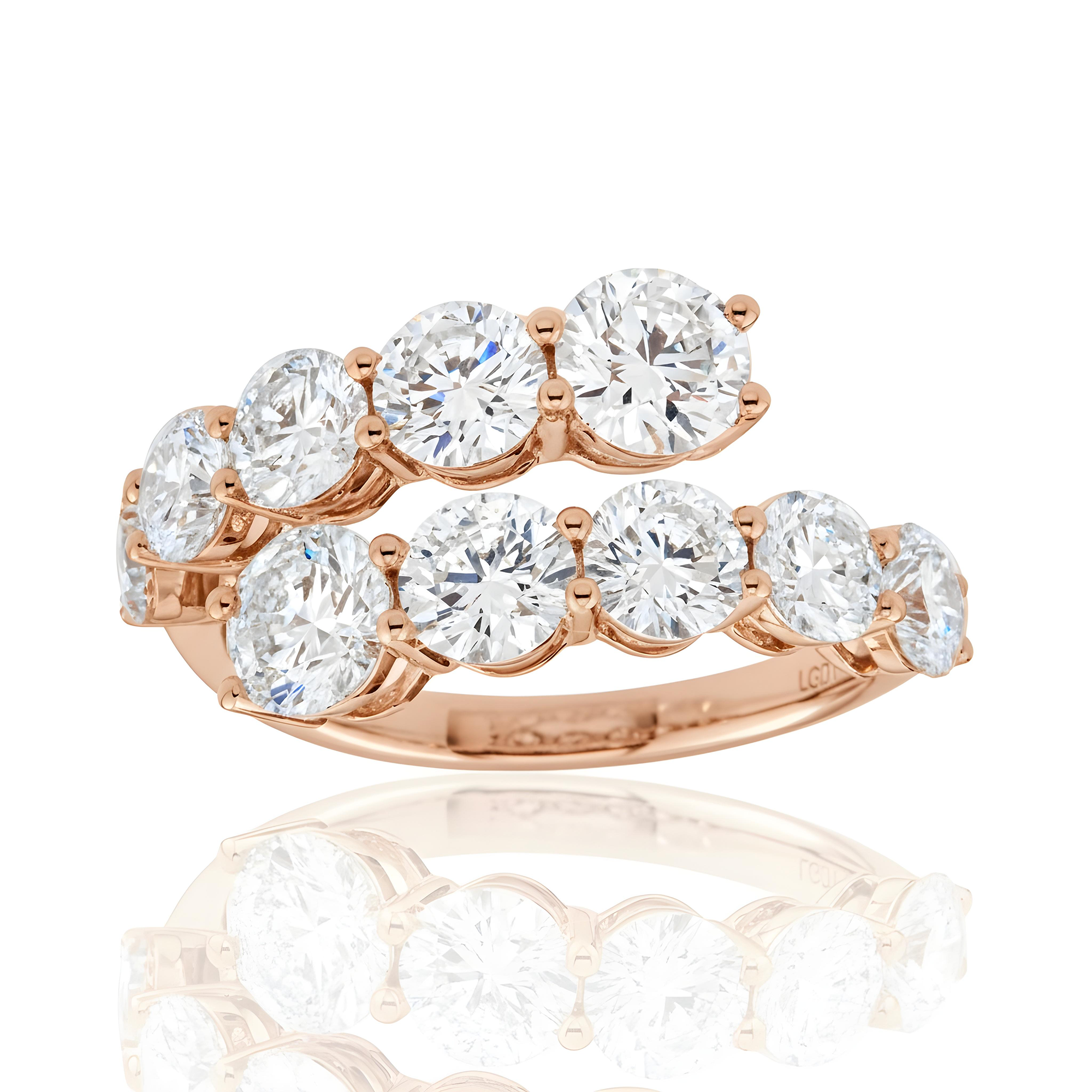14K White Gold Round Diamond Wrap Ring 3.89ct
