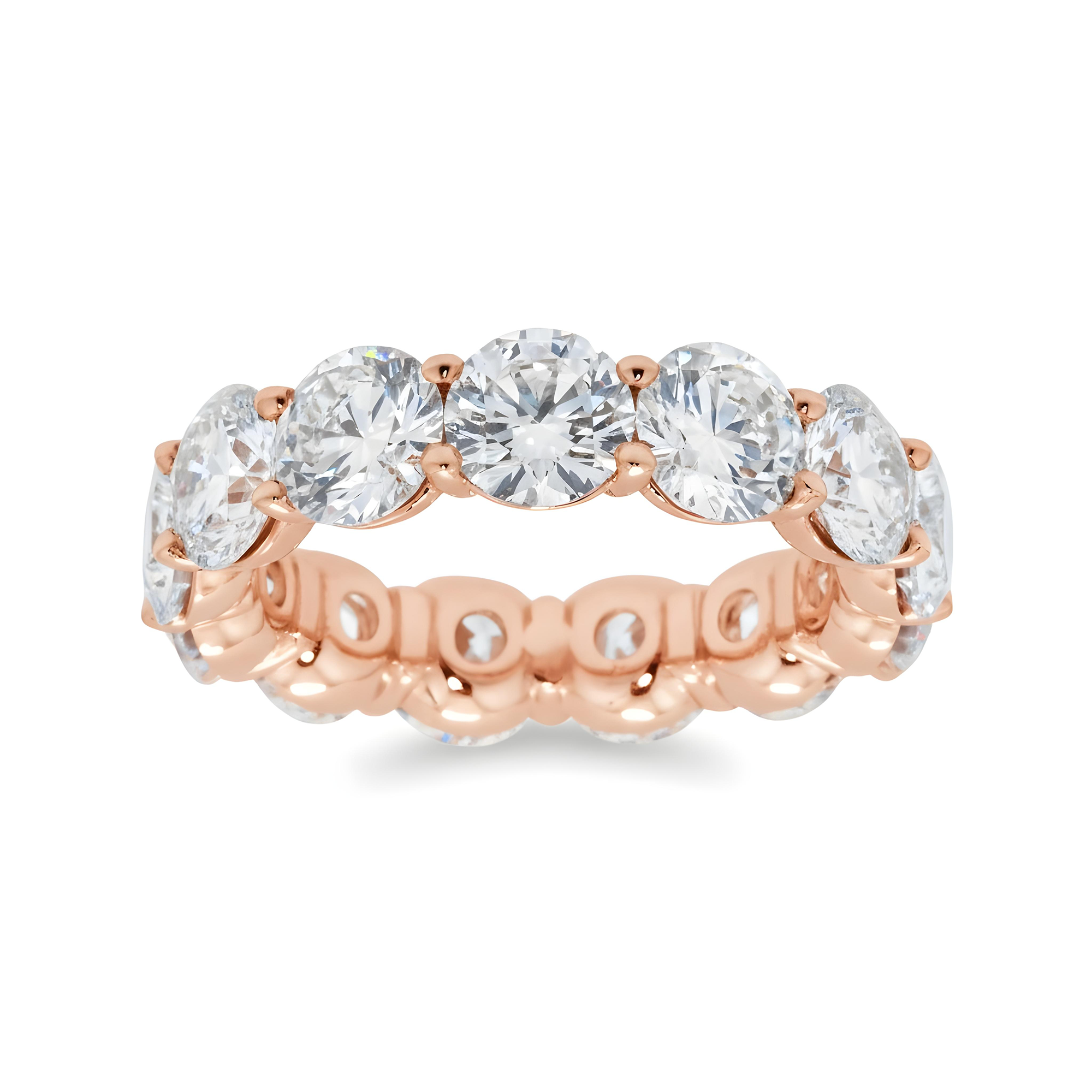 14K White Gold Round Diamond Eternity Ring 6.76ct (Size 5.75-7.5)