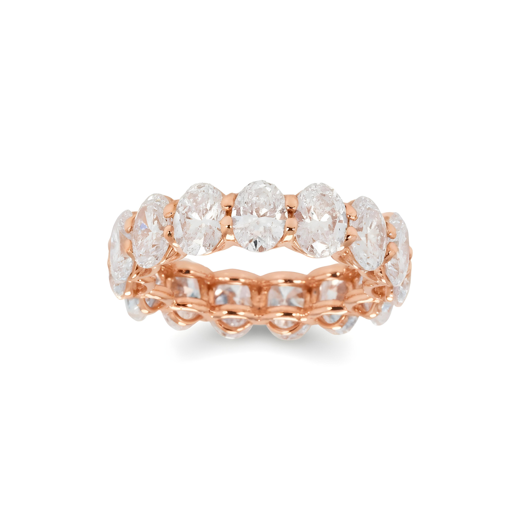 14K White Gold Oval Cut Diamond Eternity Ring 8.11ct (size 6)