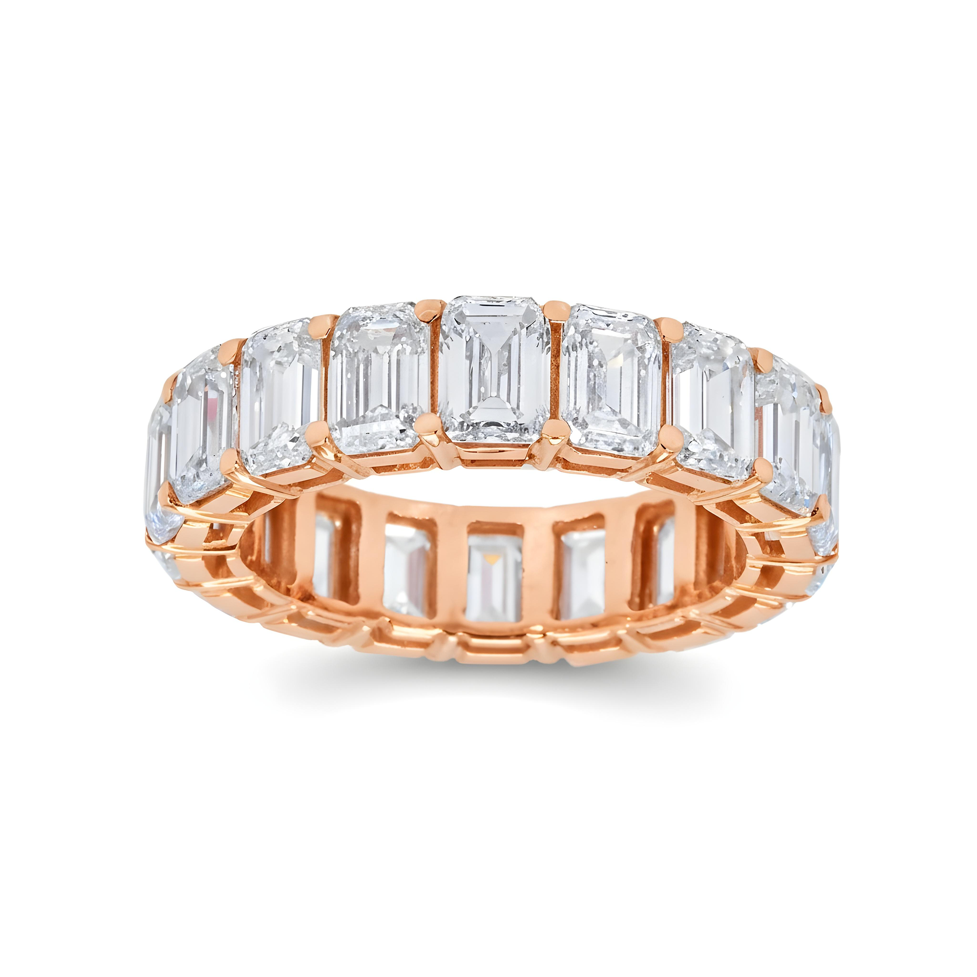 14K White Gold Emerald Cut Diamond Eternity Ring 8.36ct (size 6-8)