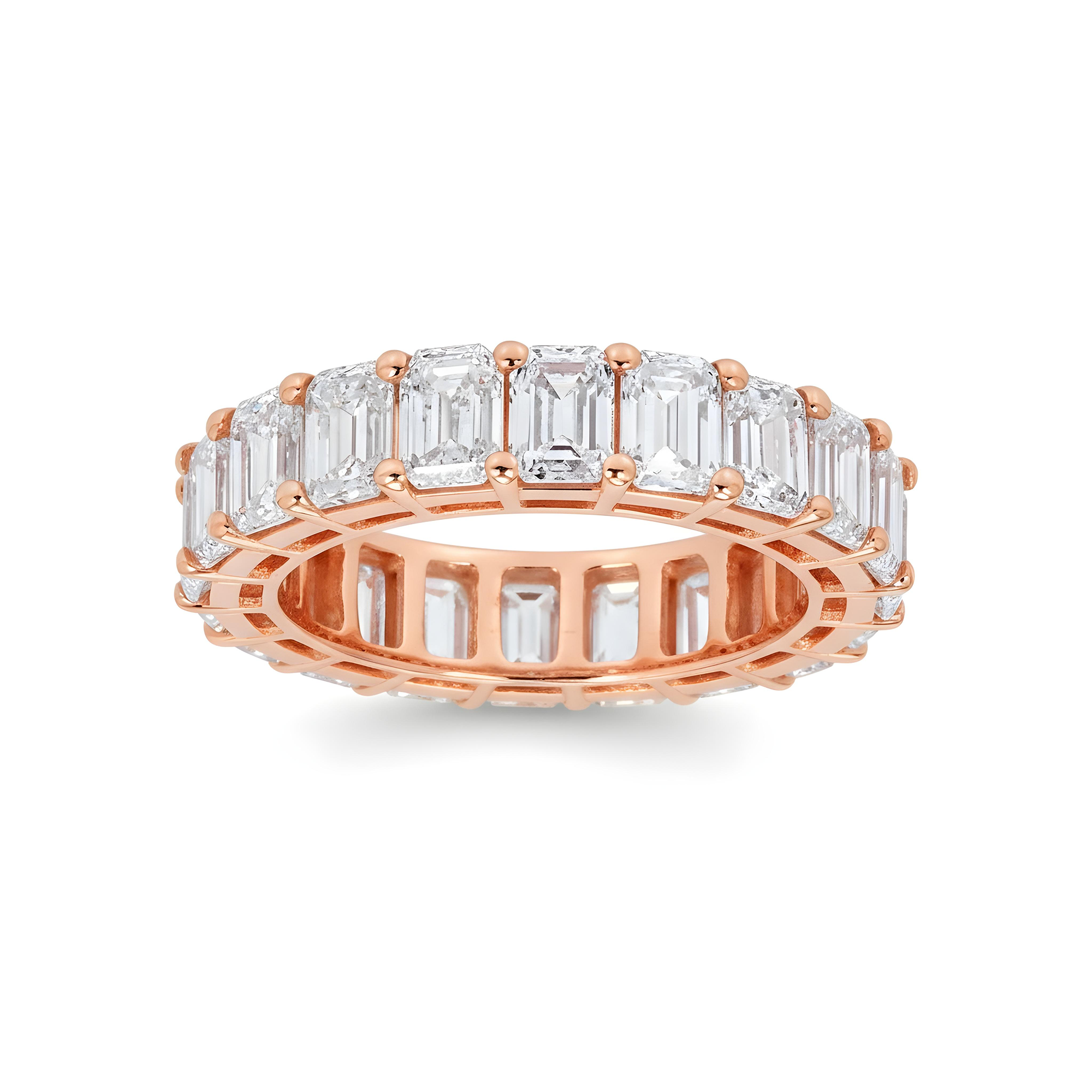 14K White Gold Emerald Cut Diamond Eternity Ring 6.29ct (size 5.75)