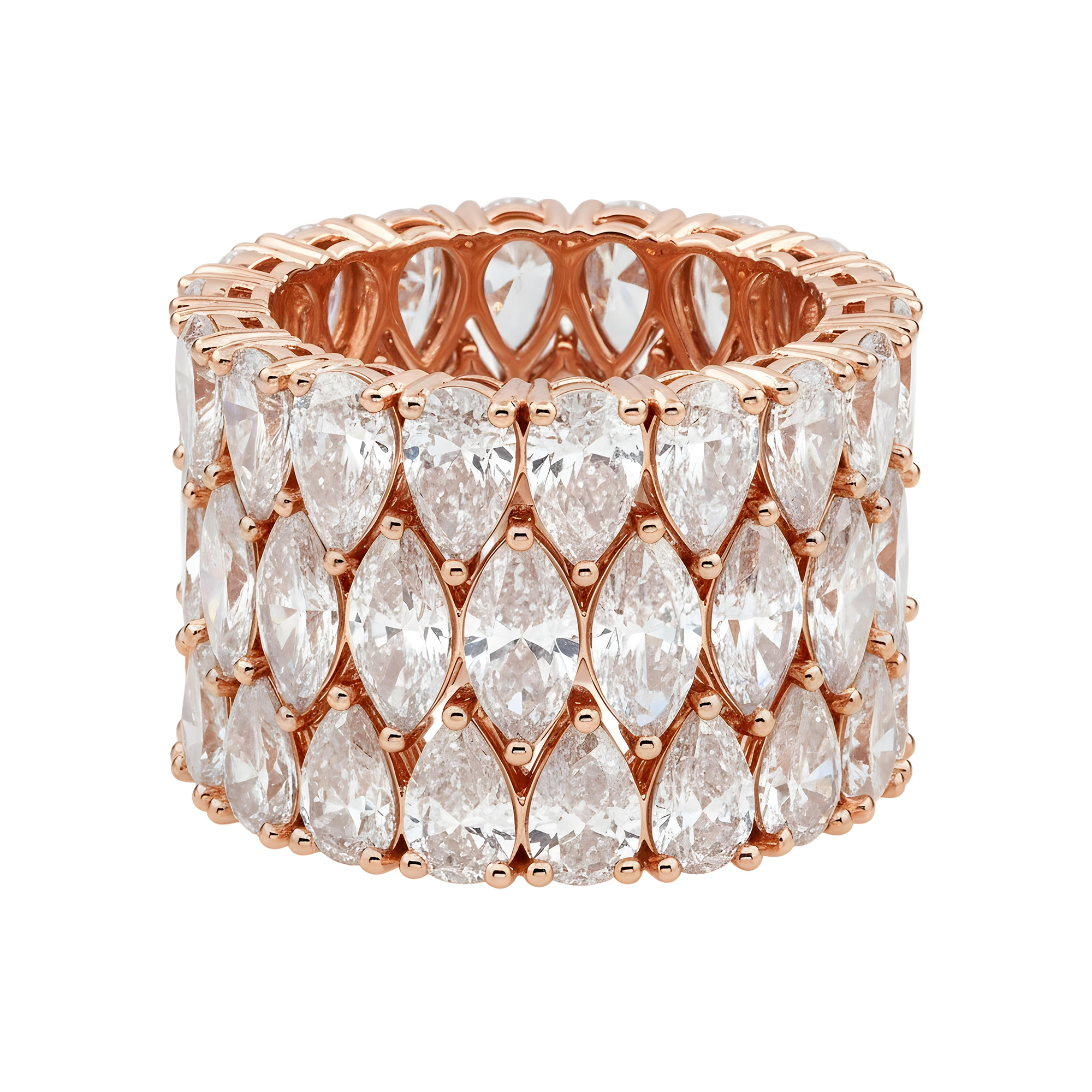 14K White Gold Marquise & Pear Diamond Stackable Eternity Rings 22.35ct (3 Piece Set)