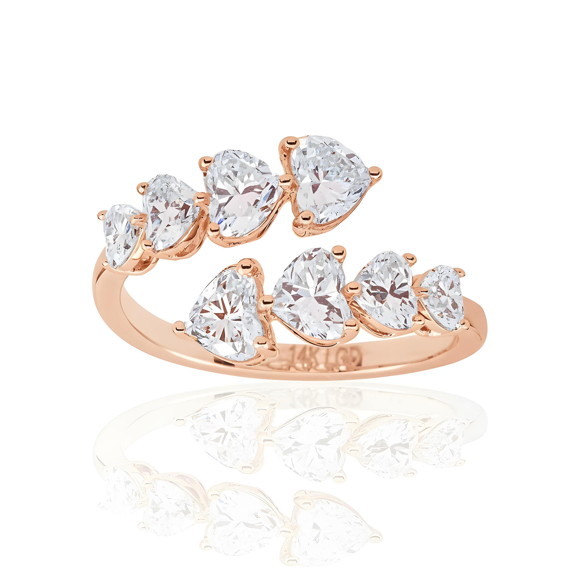 14K White Gold Heart Cut Diamond Wrap Ring 2.51ctw