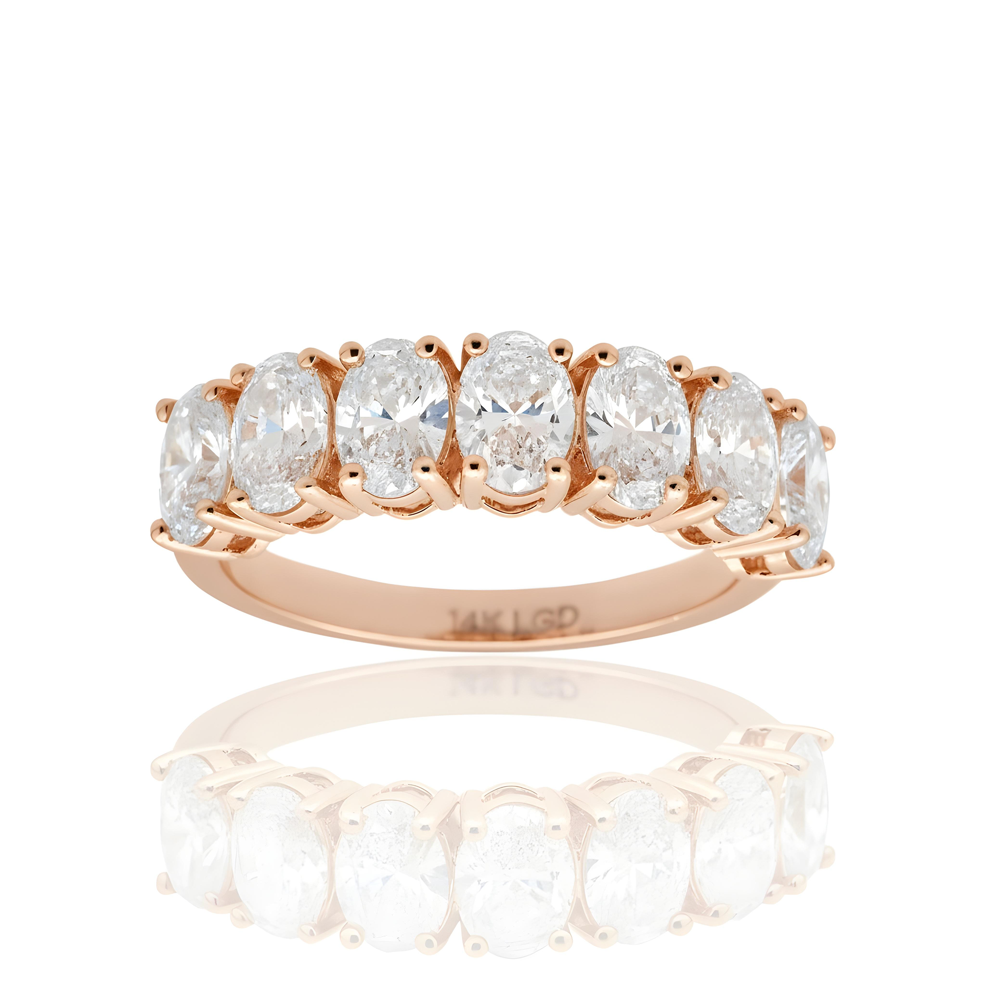 14K White Gold Oval Cut Diamond Half Eternity Ring 2.55ct