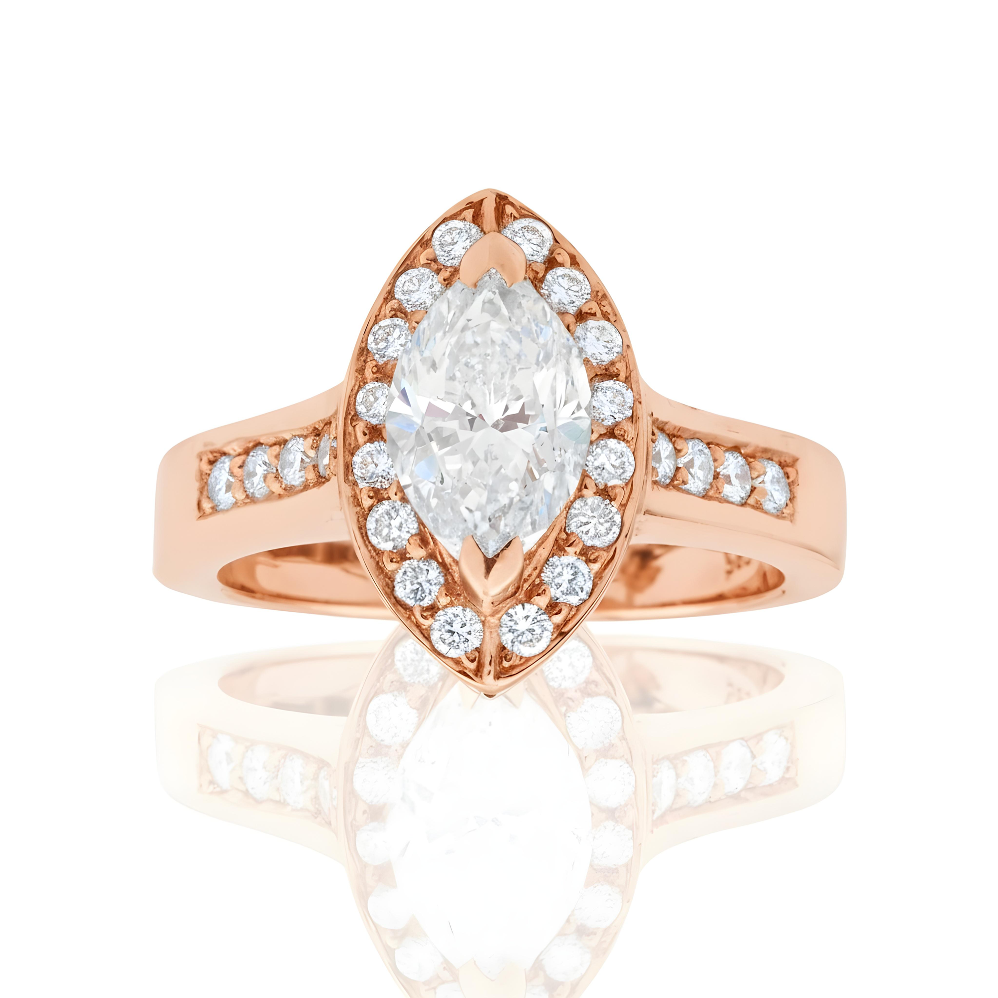 14K White Gold Marquise Cut Diamond Engagement Ring 1.98ct