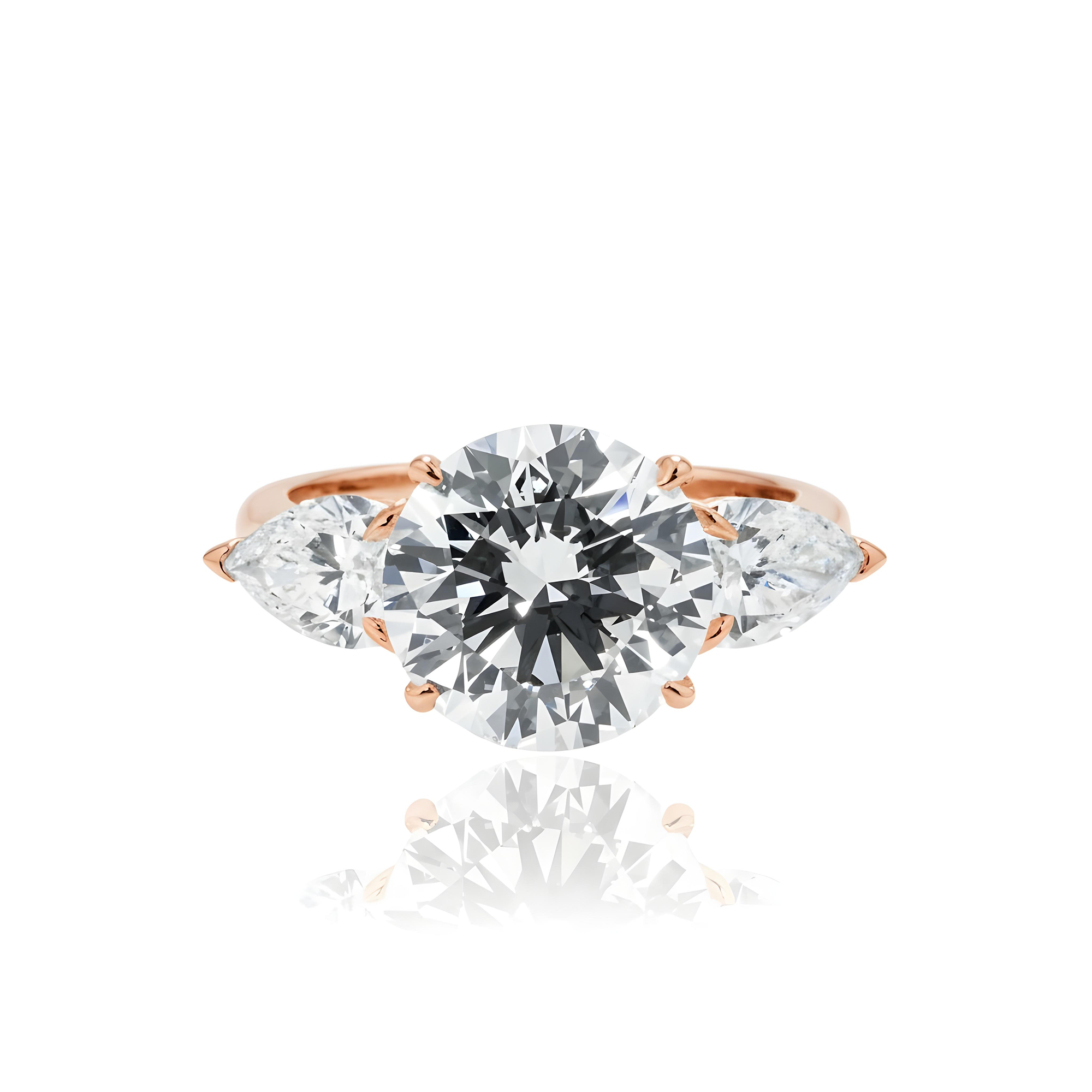 GIA 14K White Gold 4.86ct Round Diamond Triple Engagement Ring 6.47ctw