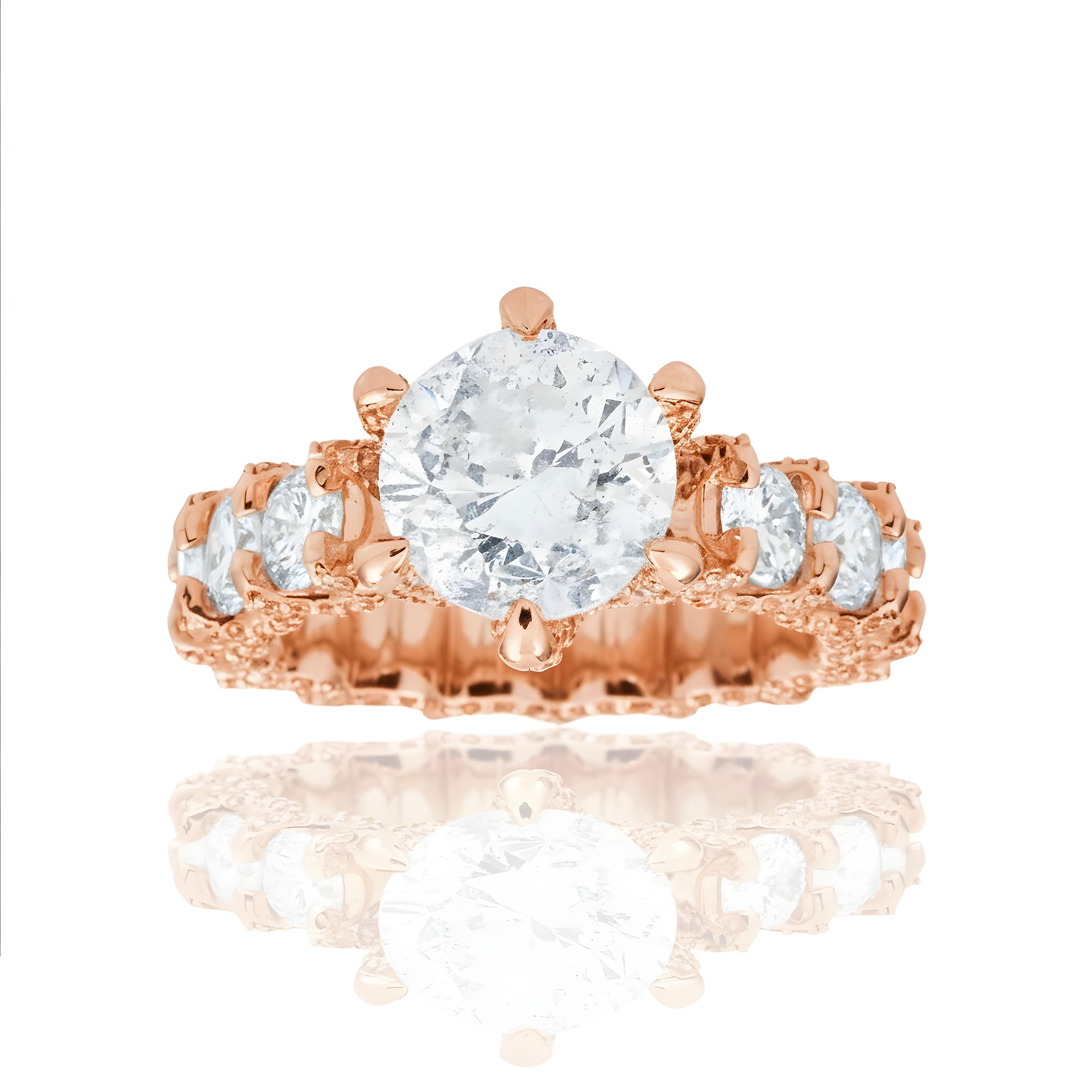 18K White Gold 6-Prong 3.06ct Round Diamond Engagement Ring 7.26ctw