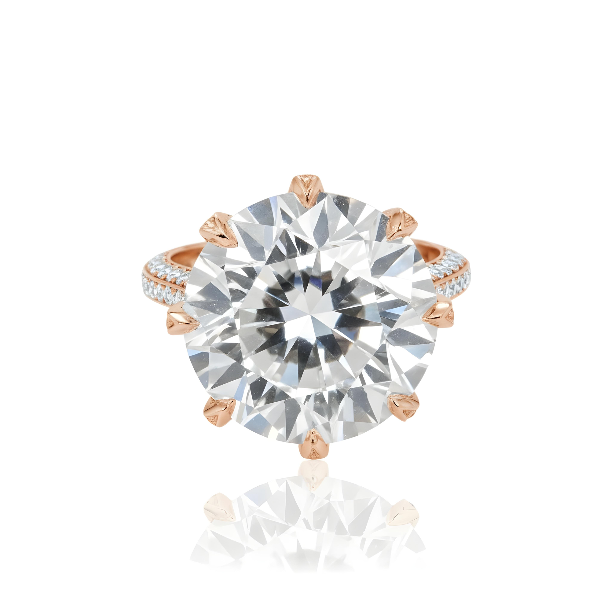 Platinum 13.65ct Round Diamond Engagement Ring 14.61ctw