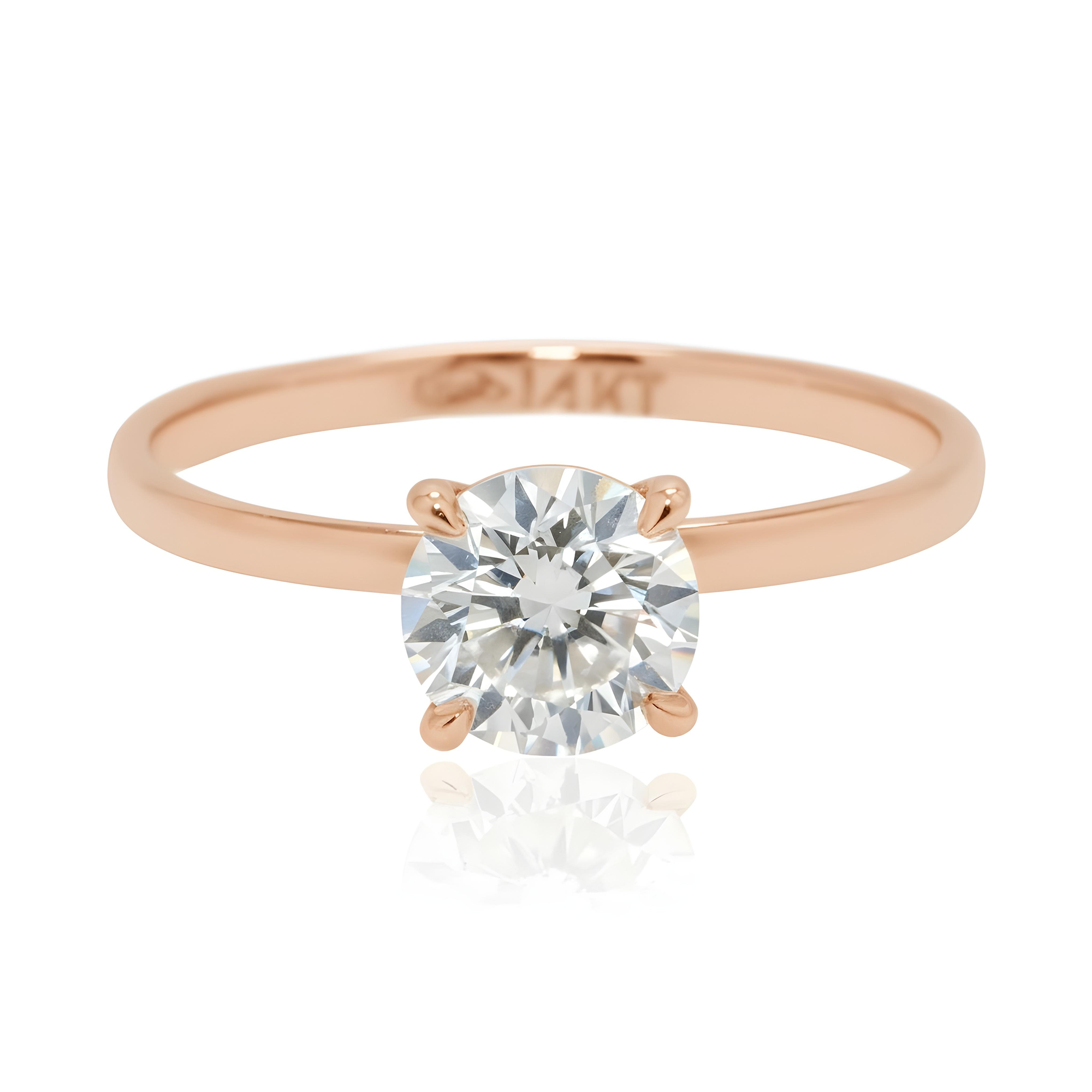 14K Rose Gold Round Solitaire Diamond Engagement Ring 1.16ct