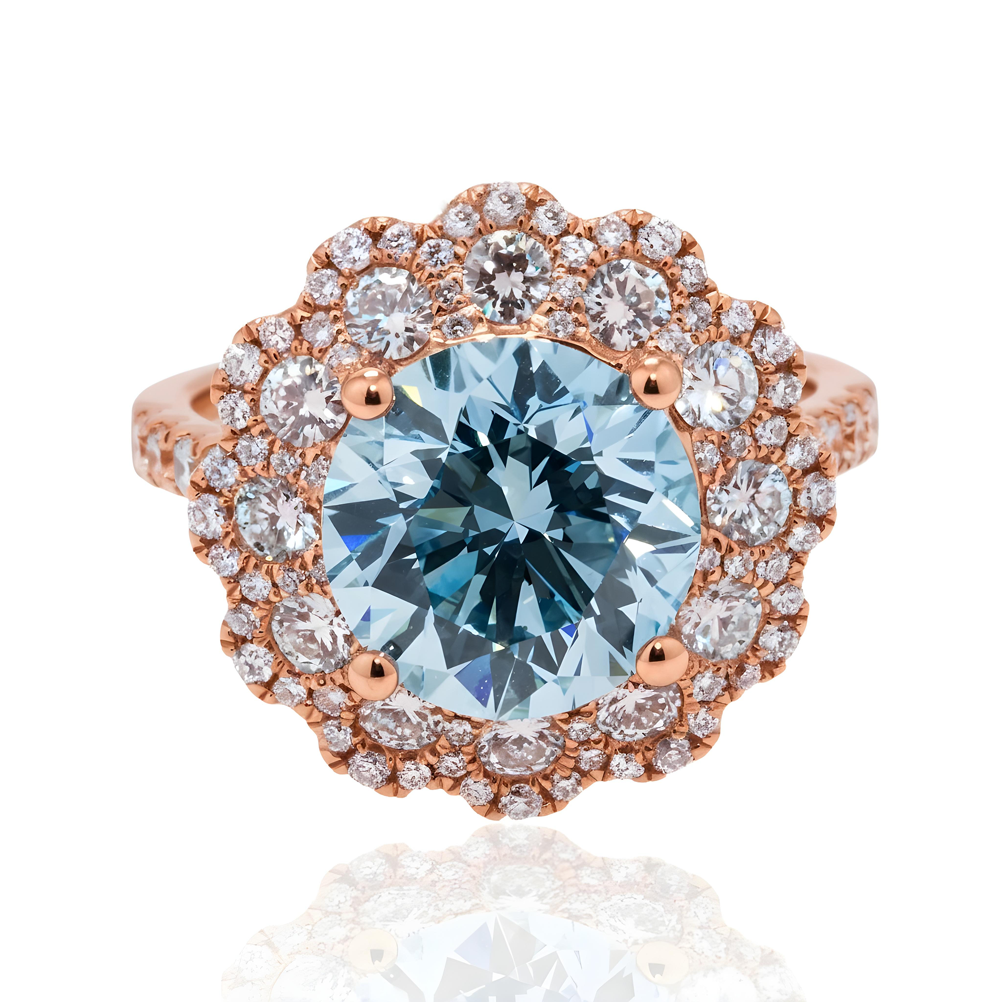 18K White Gold 4.02ct Fancy Intense Blue Fancy Diamond Engagement Ring 5.25ct