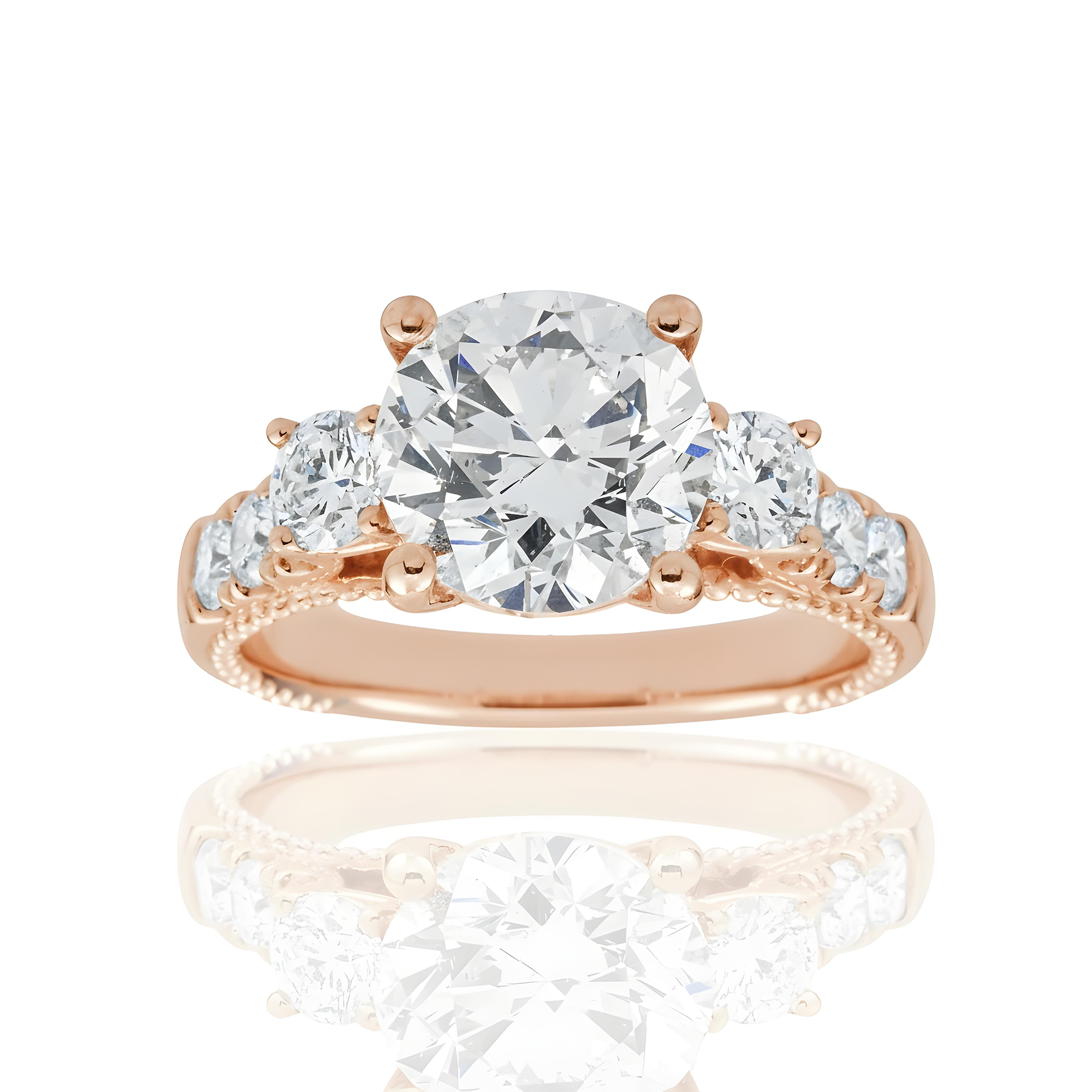 18K White Gold 3.03ct Round Diamond engagement Ring 3.96ctw