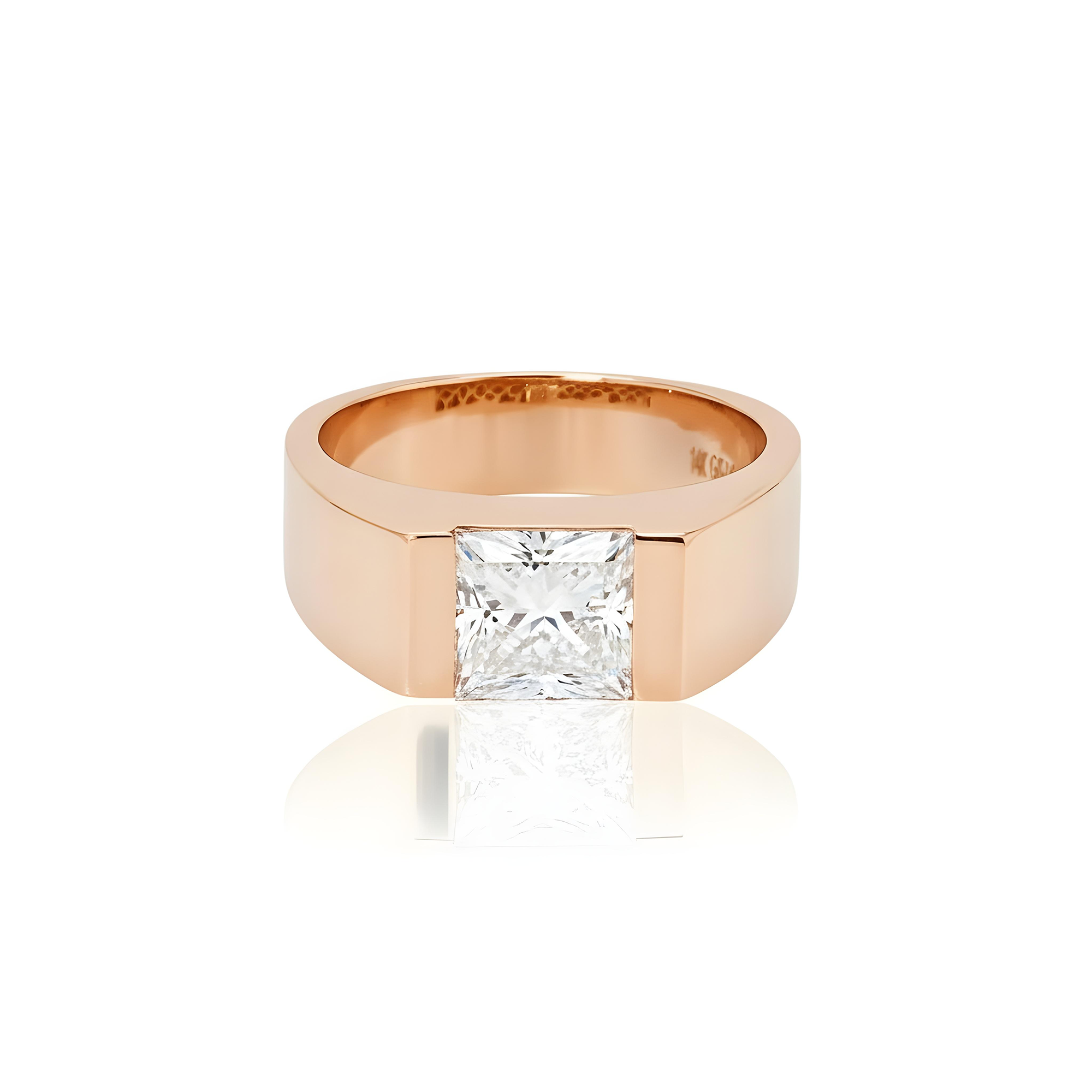 IGI 14K White Gold Solitaire Princess Cut Diamond Ring 3.05ct