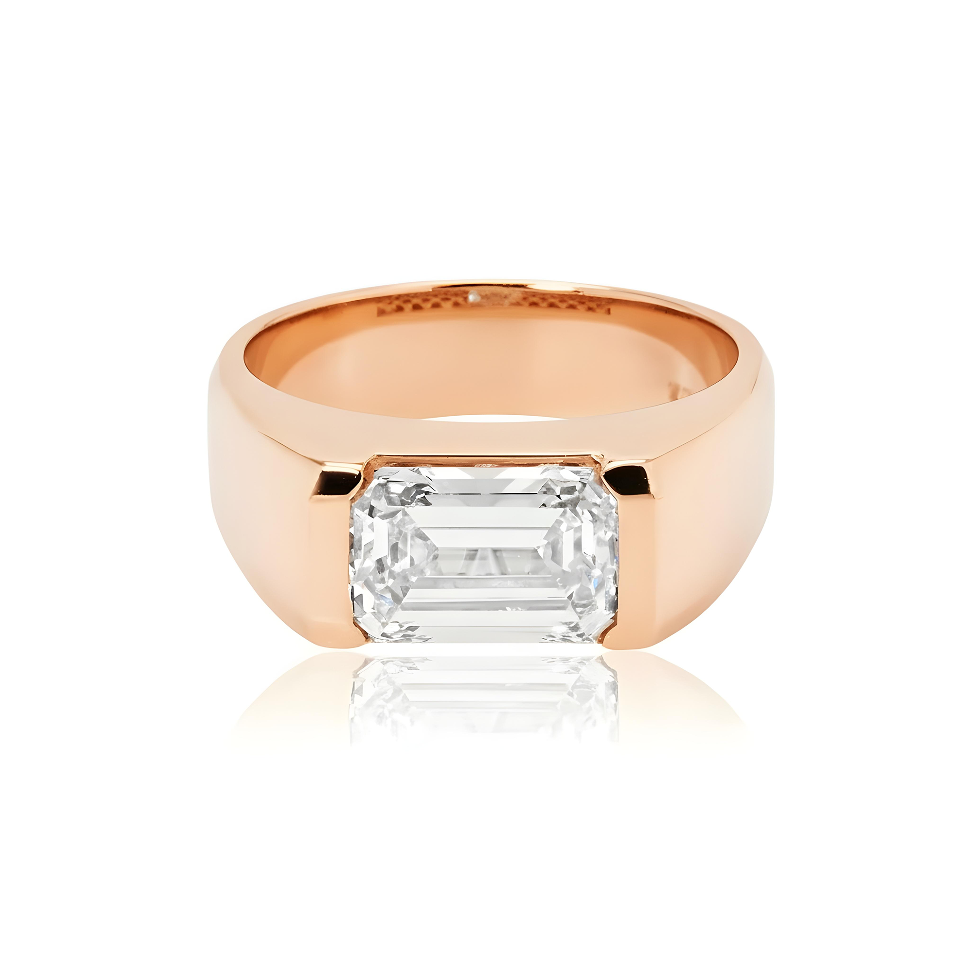 IGI 14K White Gold Solitaire Emerald Cut Diamond Ring 4.36ct