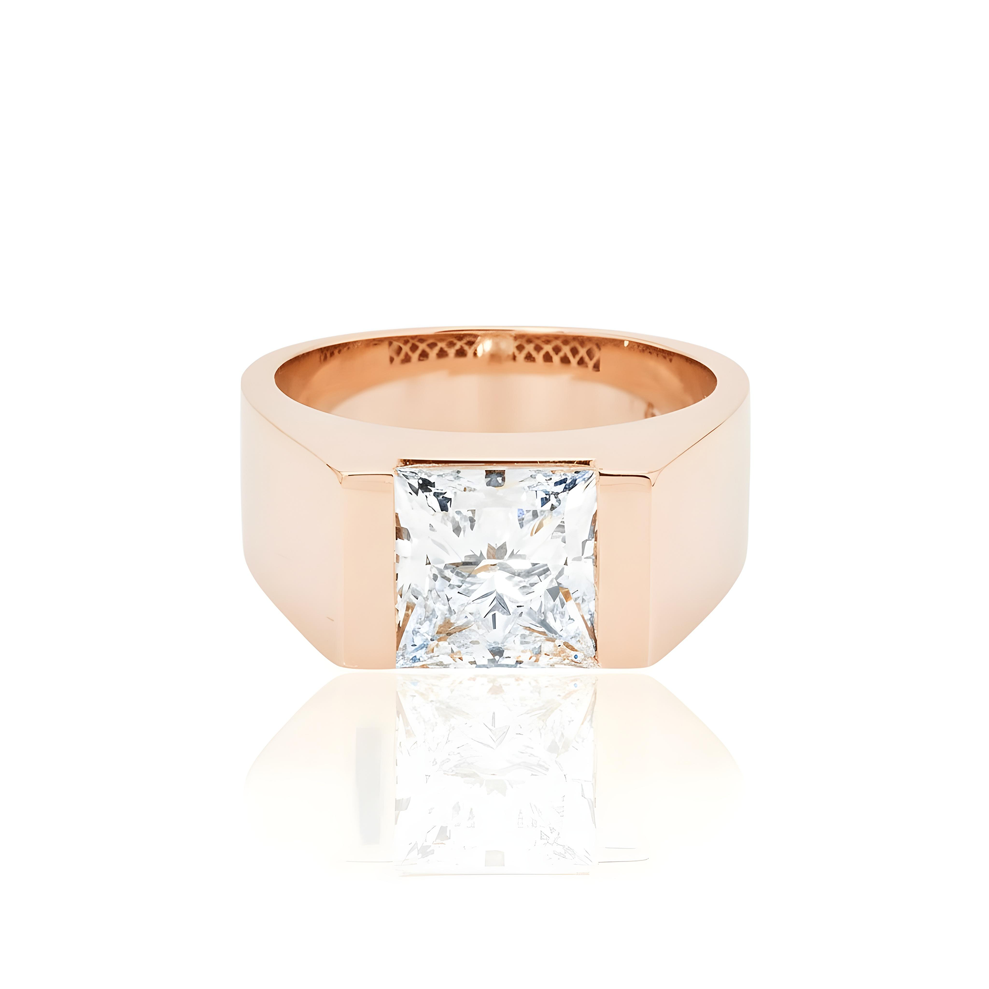 IGI 14K White Gold Solitaire Princess Cut Diamond Ring 5.01ct