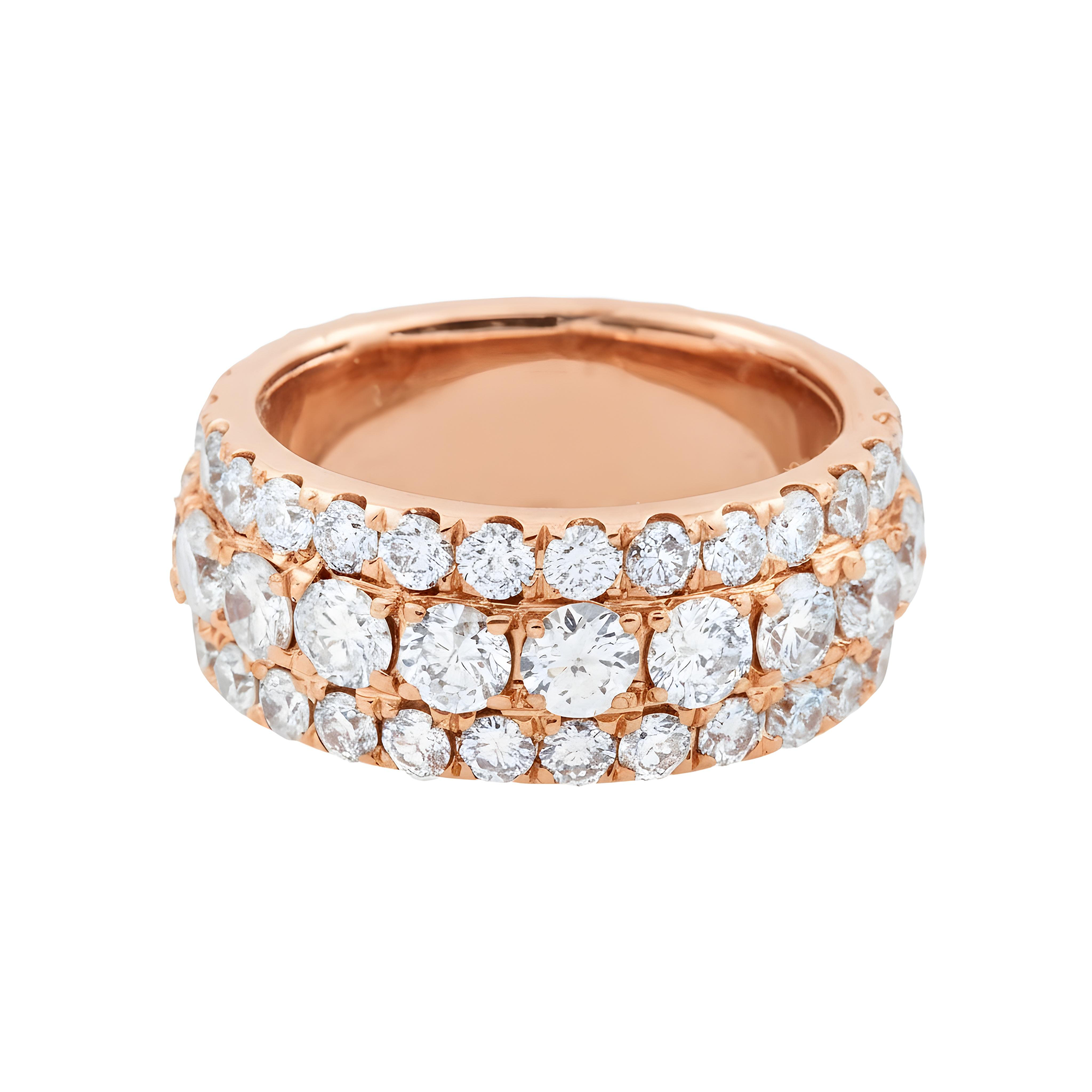 14K White Gold Triple Row Round Diamond Eternity Ring 7.52ct (Size 9.5)