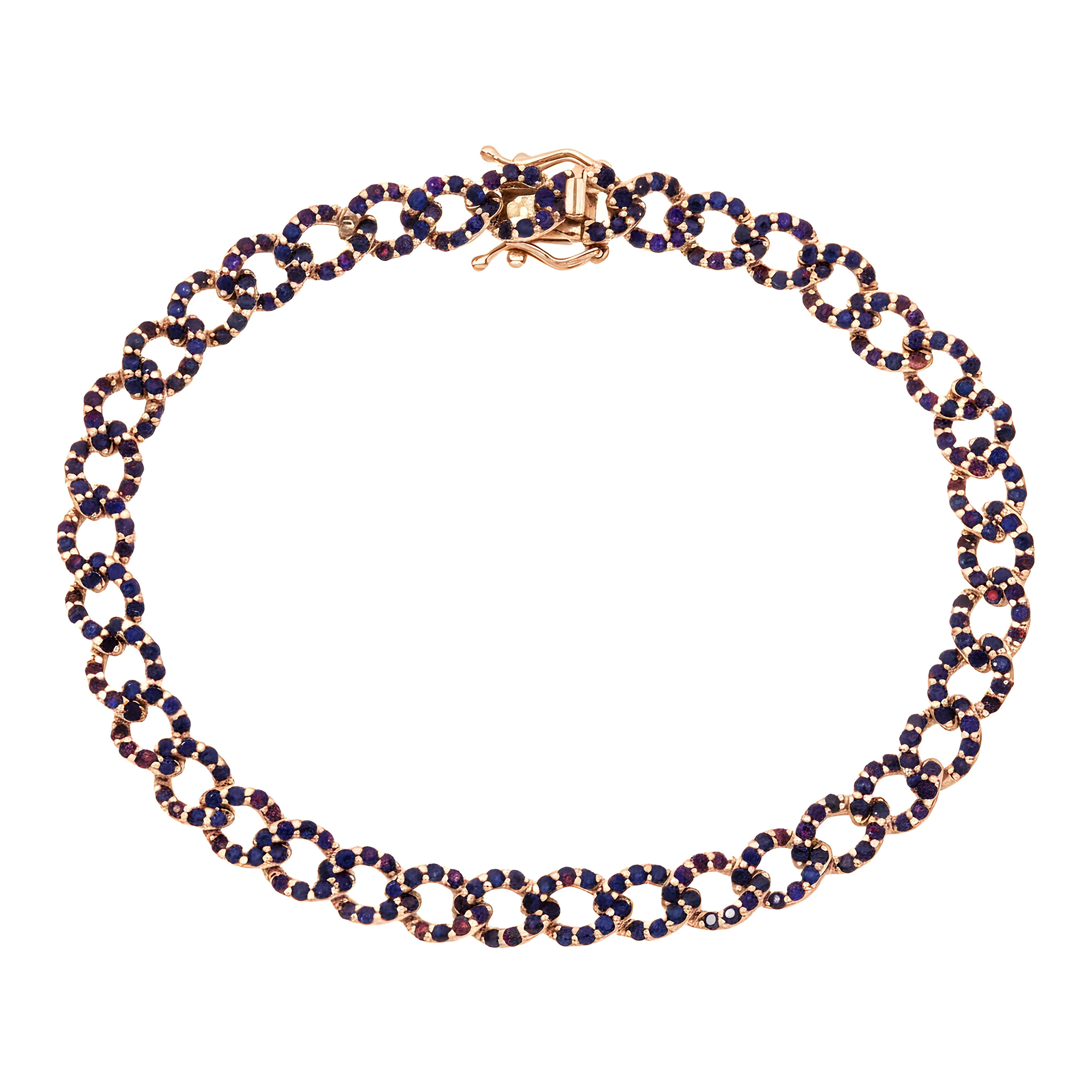14K White Gold 6mm Sapphire Cuban Link Bracelet