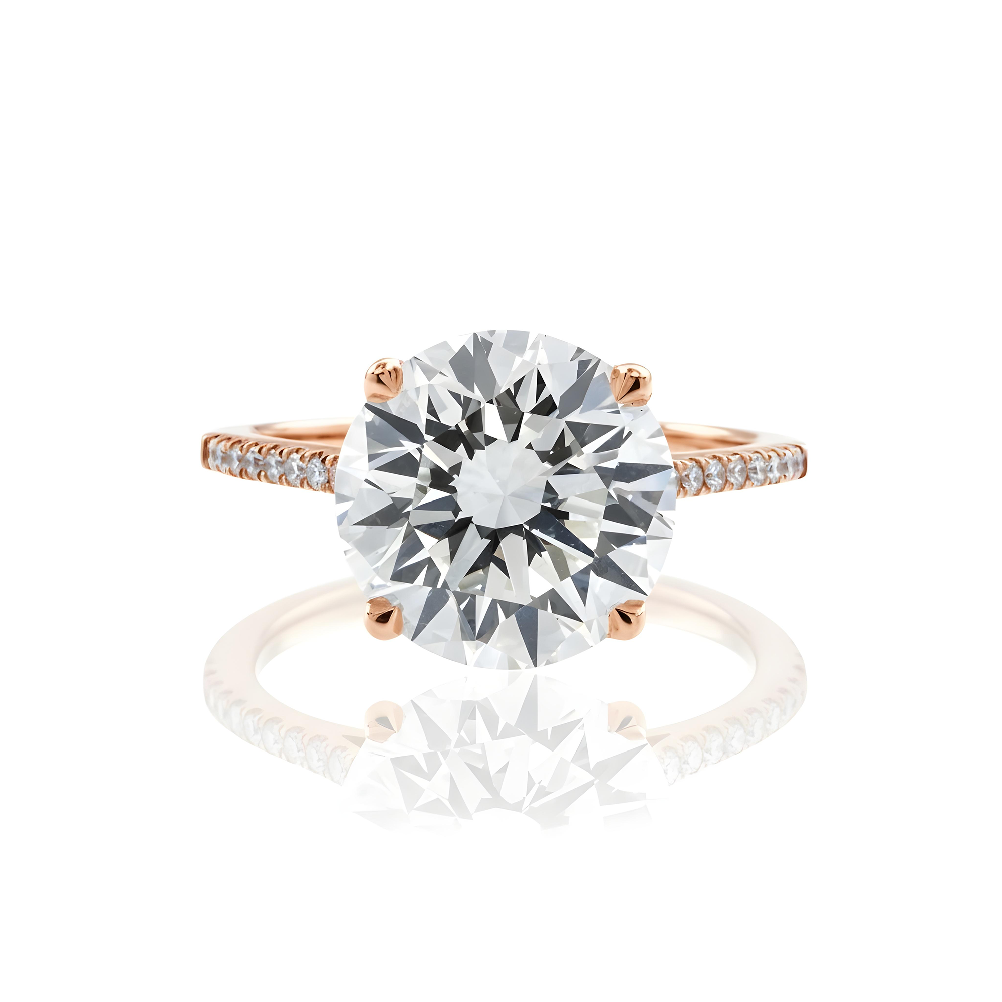 18K White Gold 5.31ct Round Diamond Engagement Ring 5.52ctw