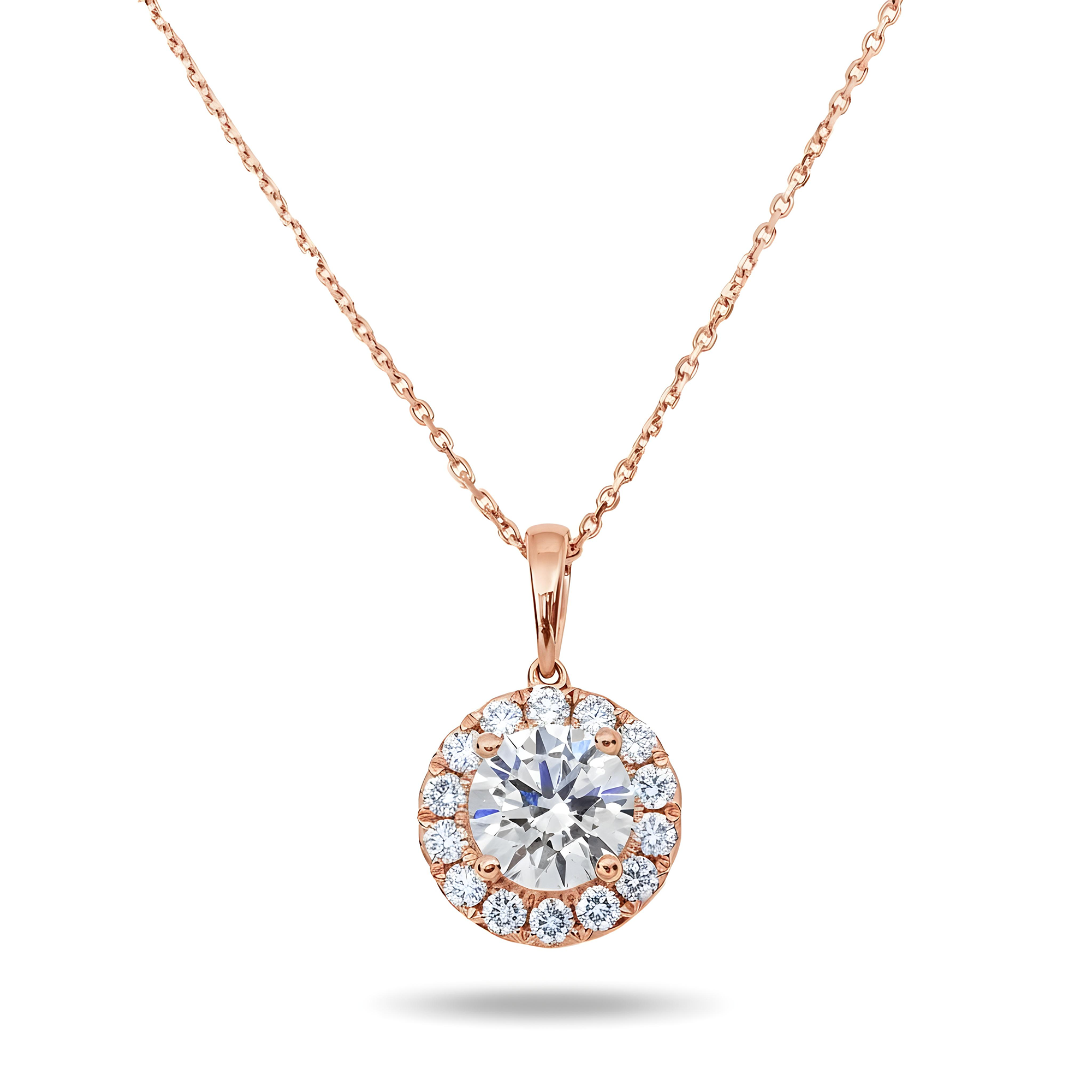 IGI 18K White Gold Round Diamond Pendant & Chain Necklace 2.77ct