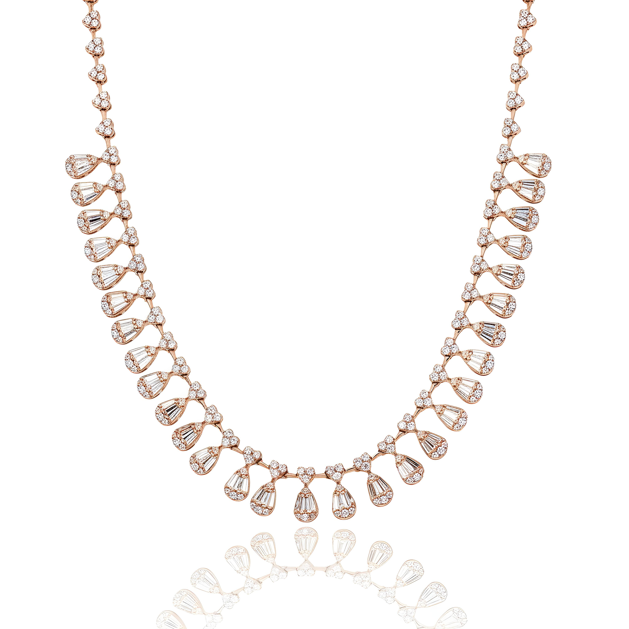 14K White Gold Pear Drop Diamond Necklace 15.25ct