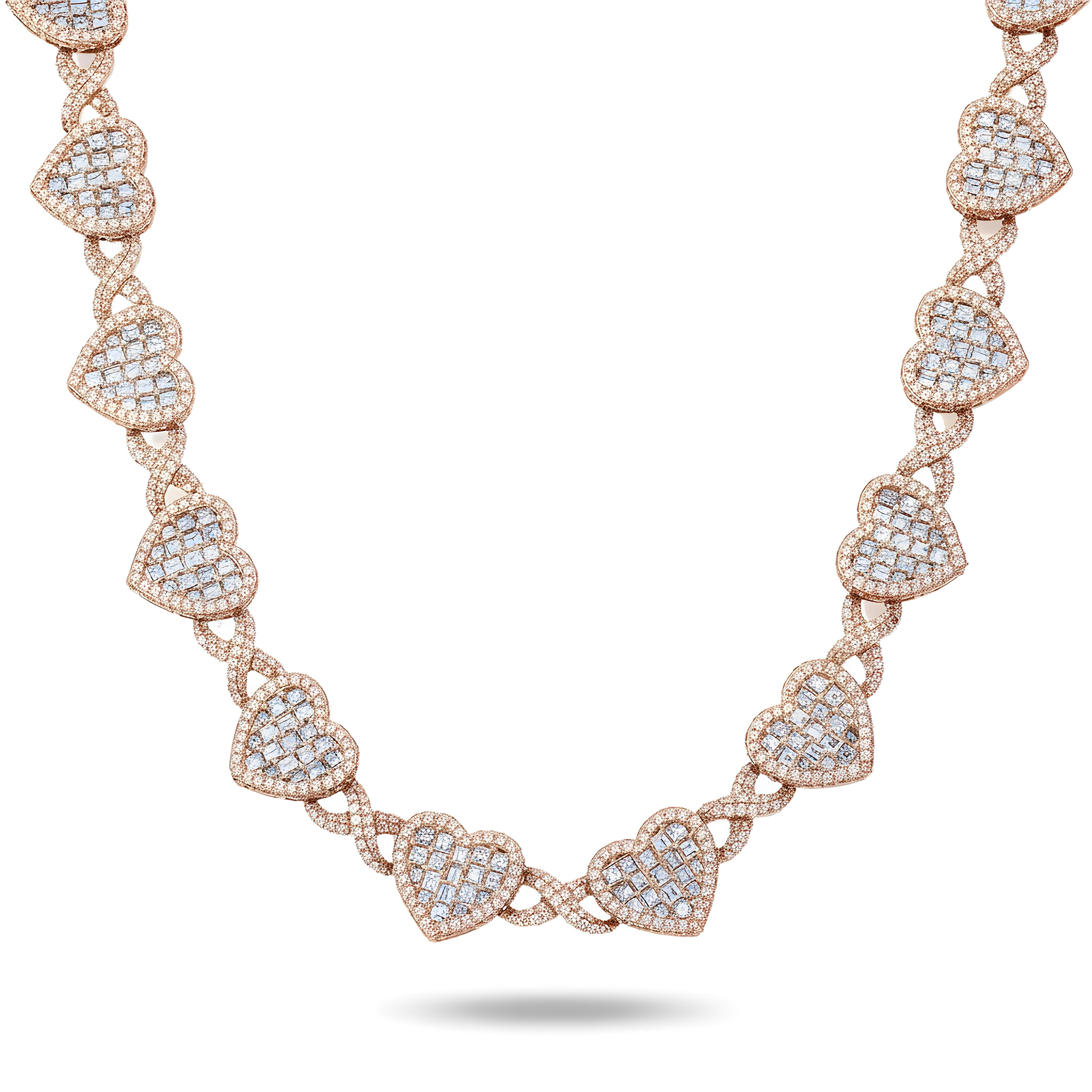 14K White Gold "Infinite Love" Asscher Cut Diamond Necklace 37.65ct