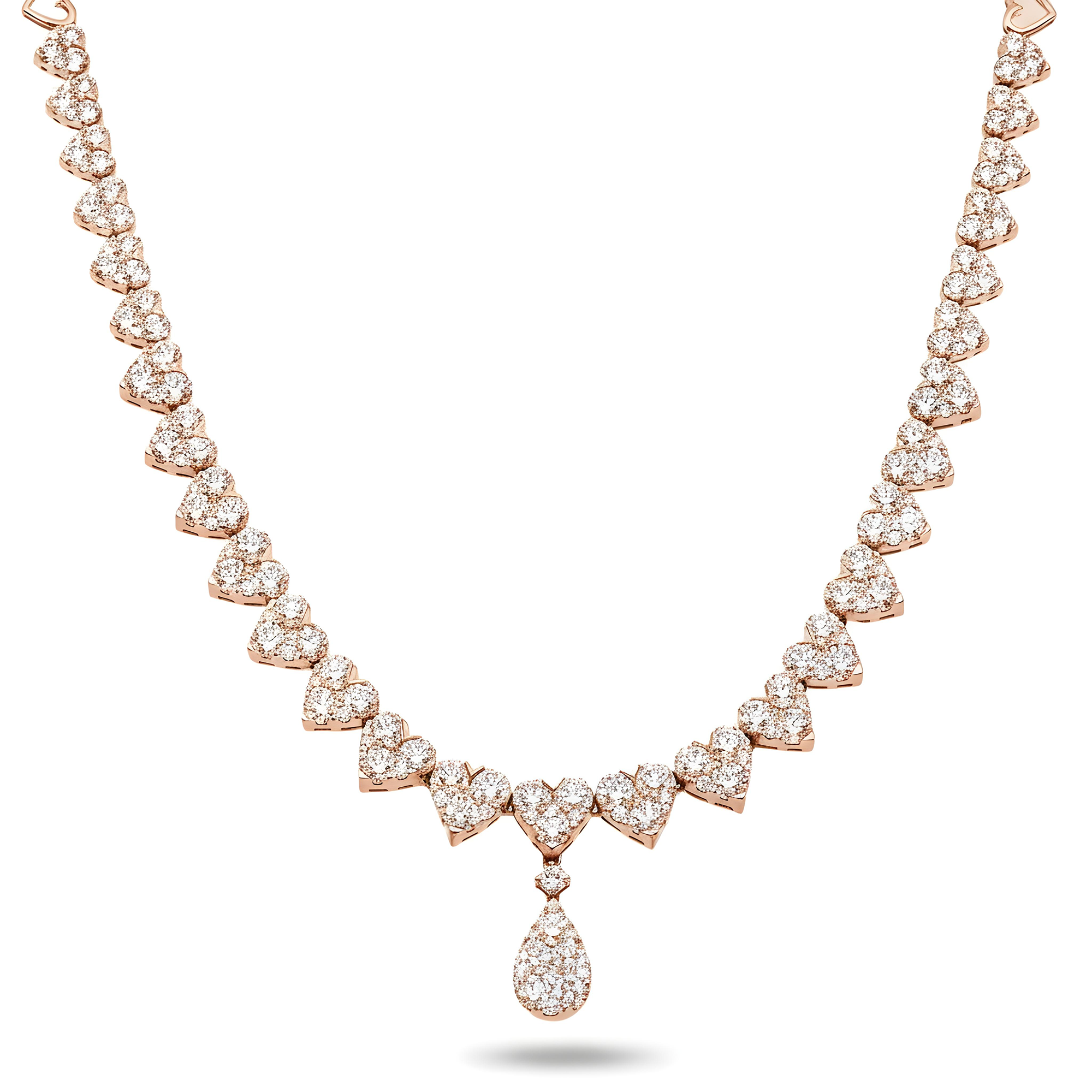 18K White Gold Multi Cut Diamond Drop Necklace 21.96ct