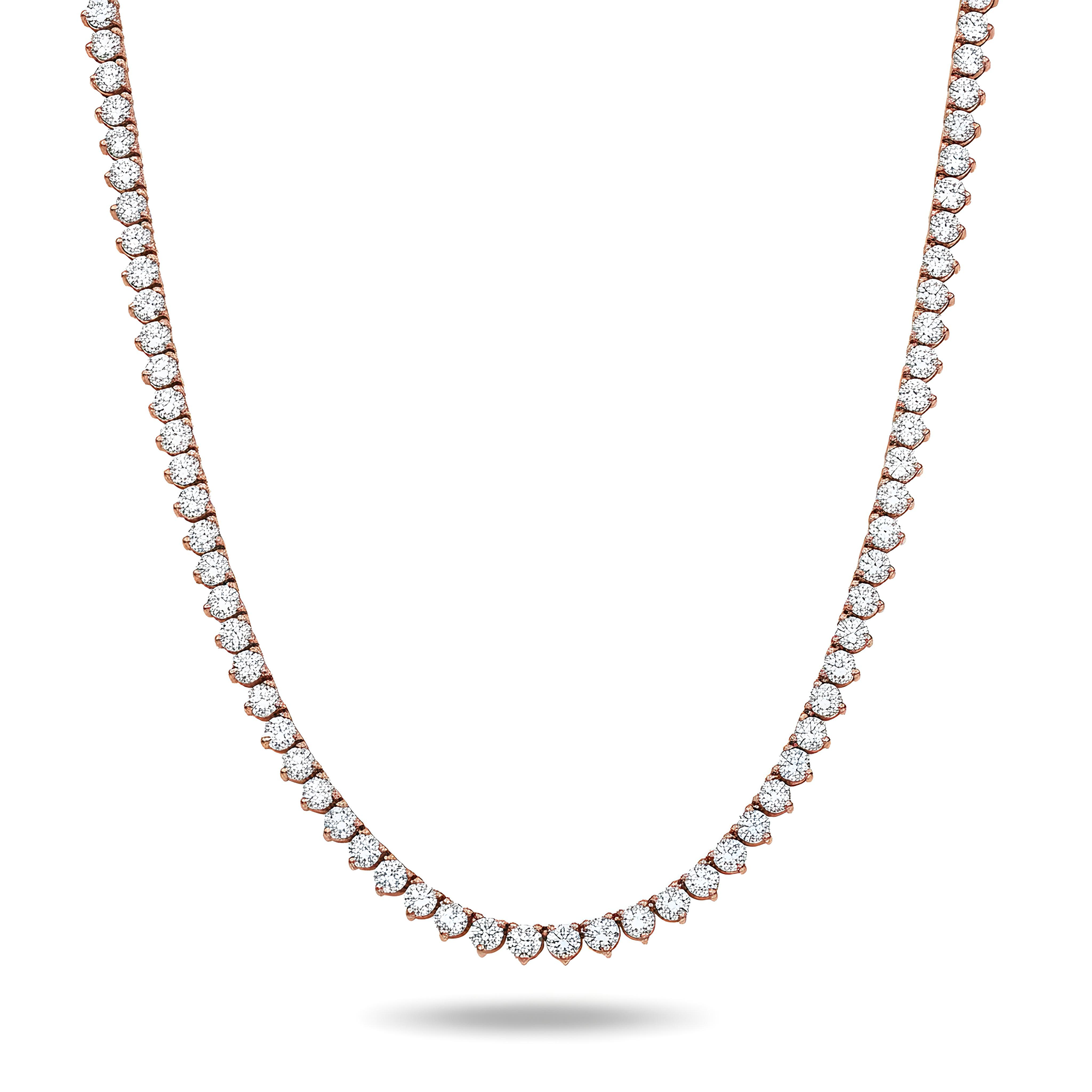 14K Yellow Gold 3-Prong Round Diamond Tennis Chain 33.50ct