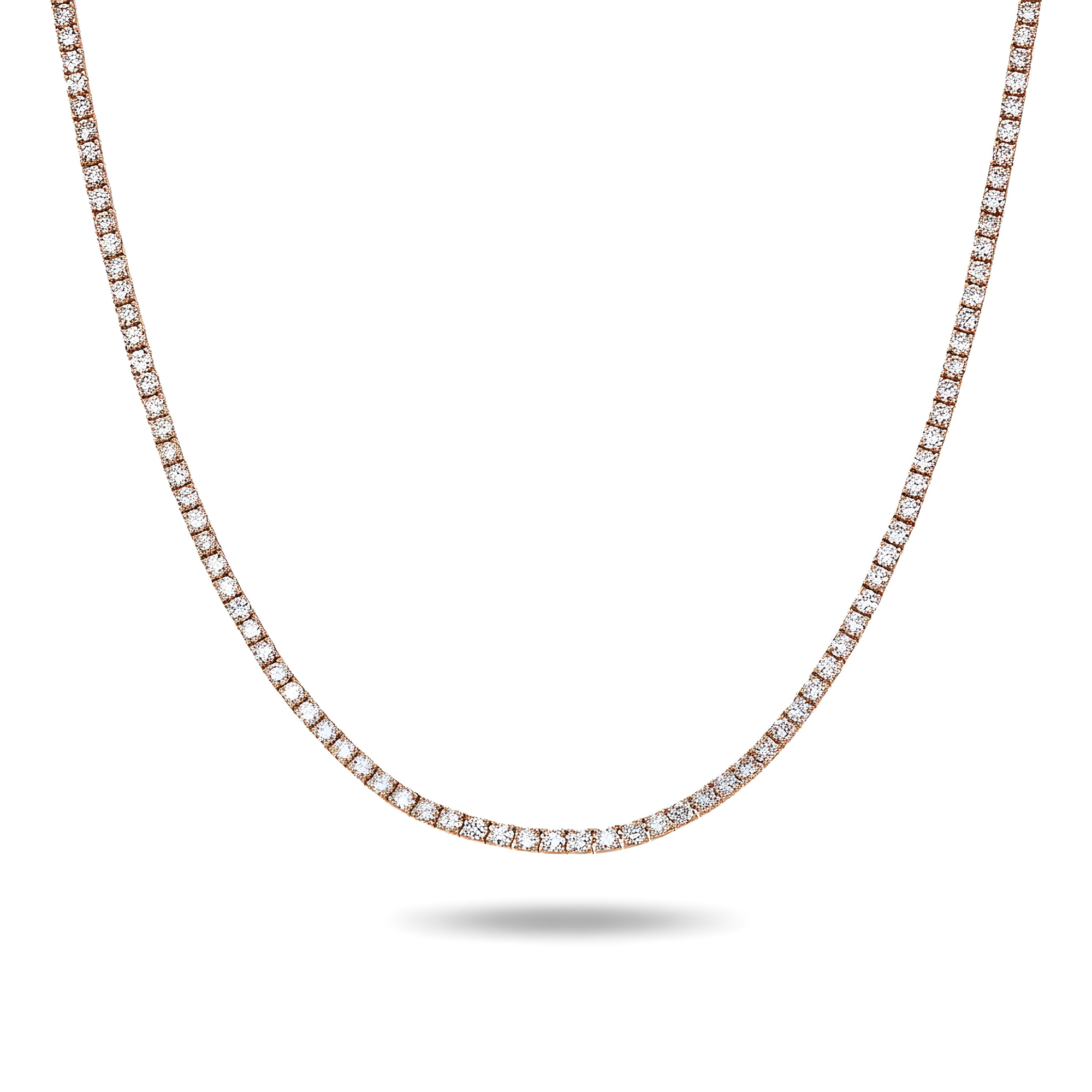 14K White Gold Round Diamond Tennis Chain 16.50ct (16"-22")