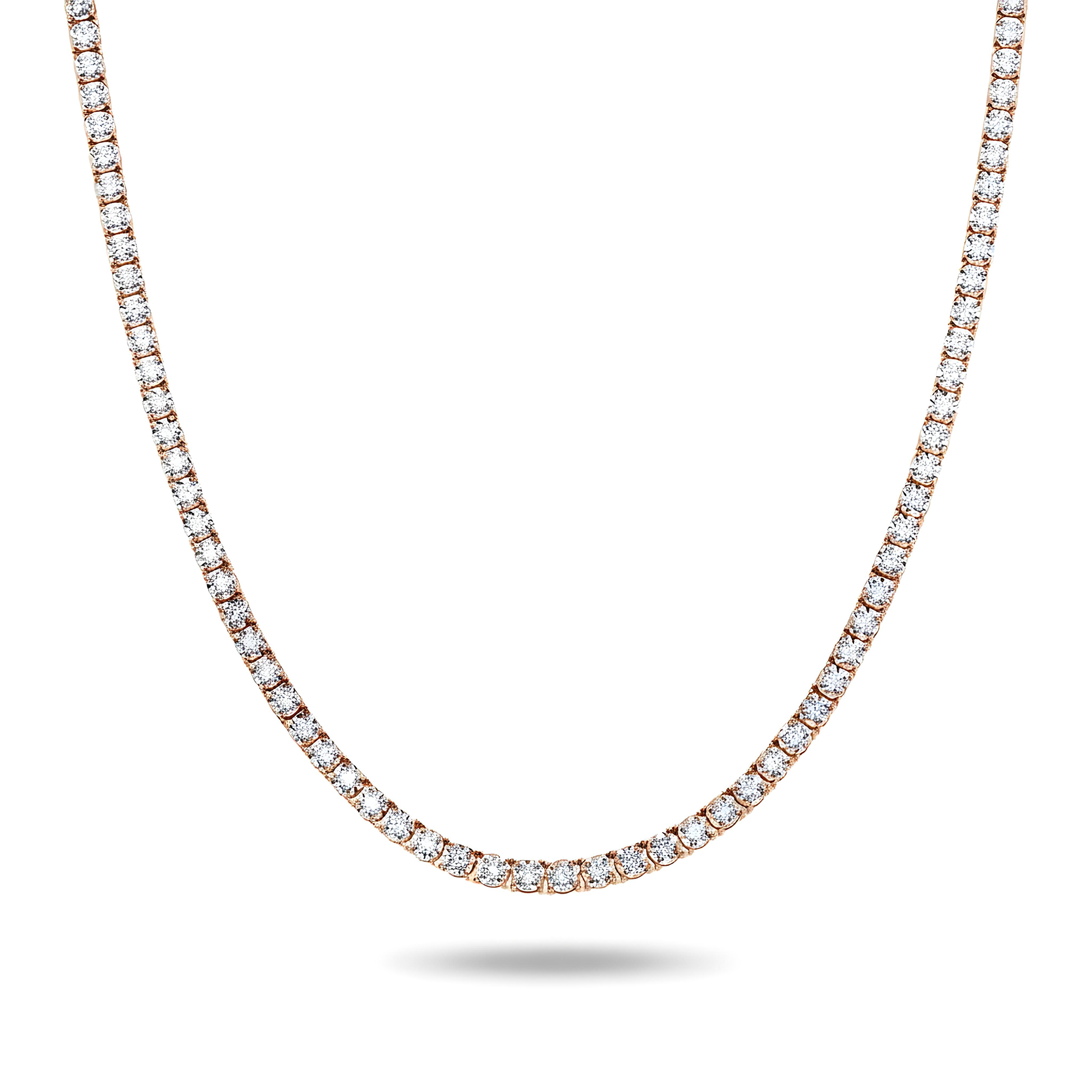 14K White Gold Round Diamond Tennis Chain 7.75ct (16"-22")