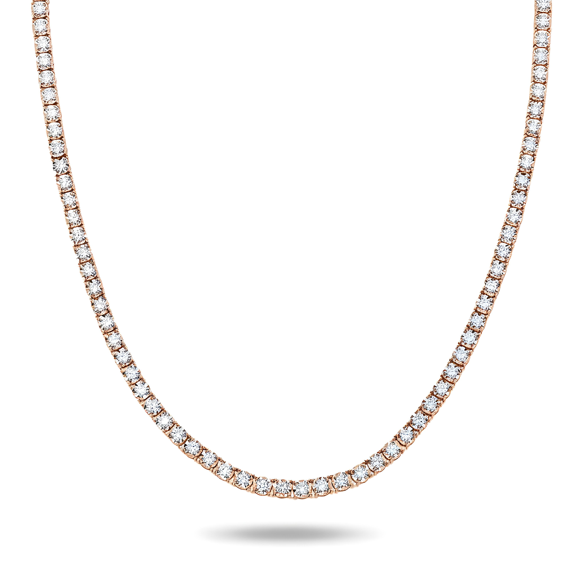 14K White Gold Round Diamond Tennis Chain 6.16ct (16"-22")