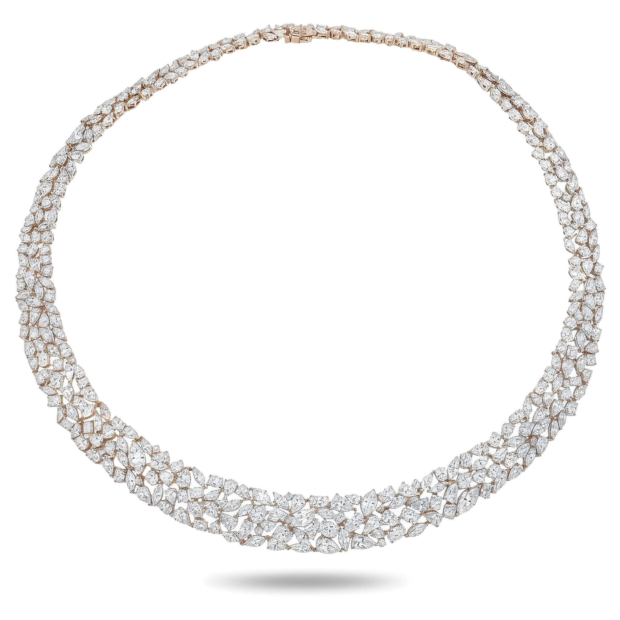 14K White Gold Multi Cut Diamond Necklace 57.13ct (1 of 3 matching set)