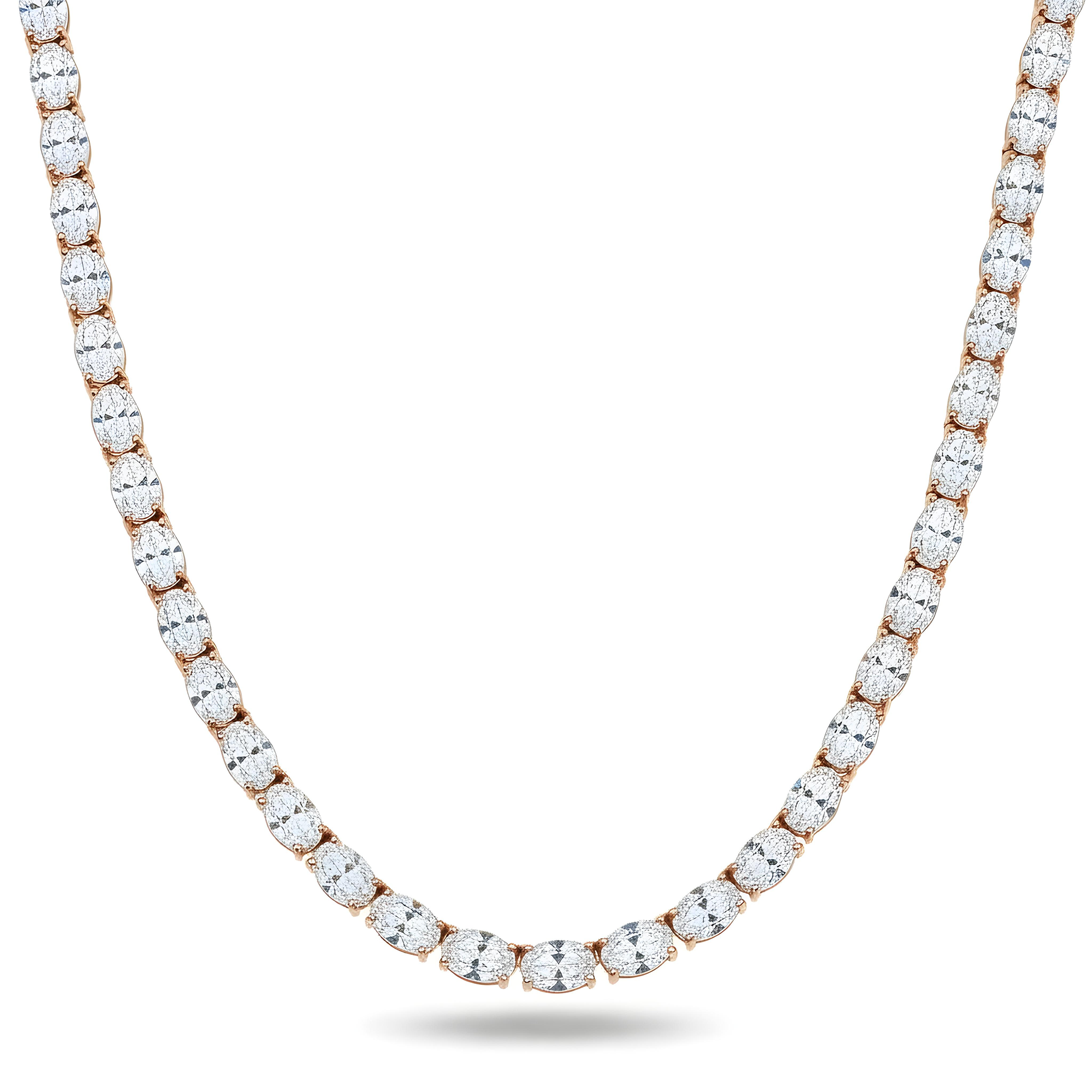 14K White Gold Oval Cut Diamond Chain 53.90ct