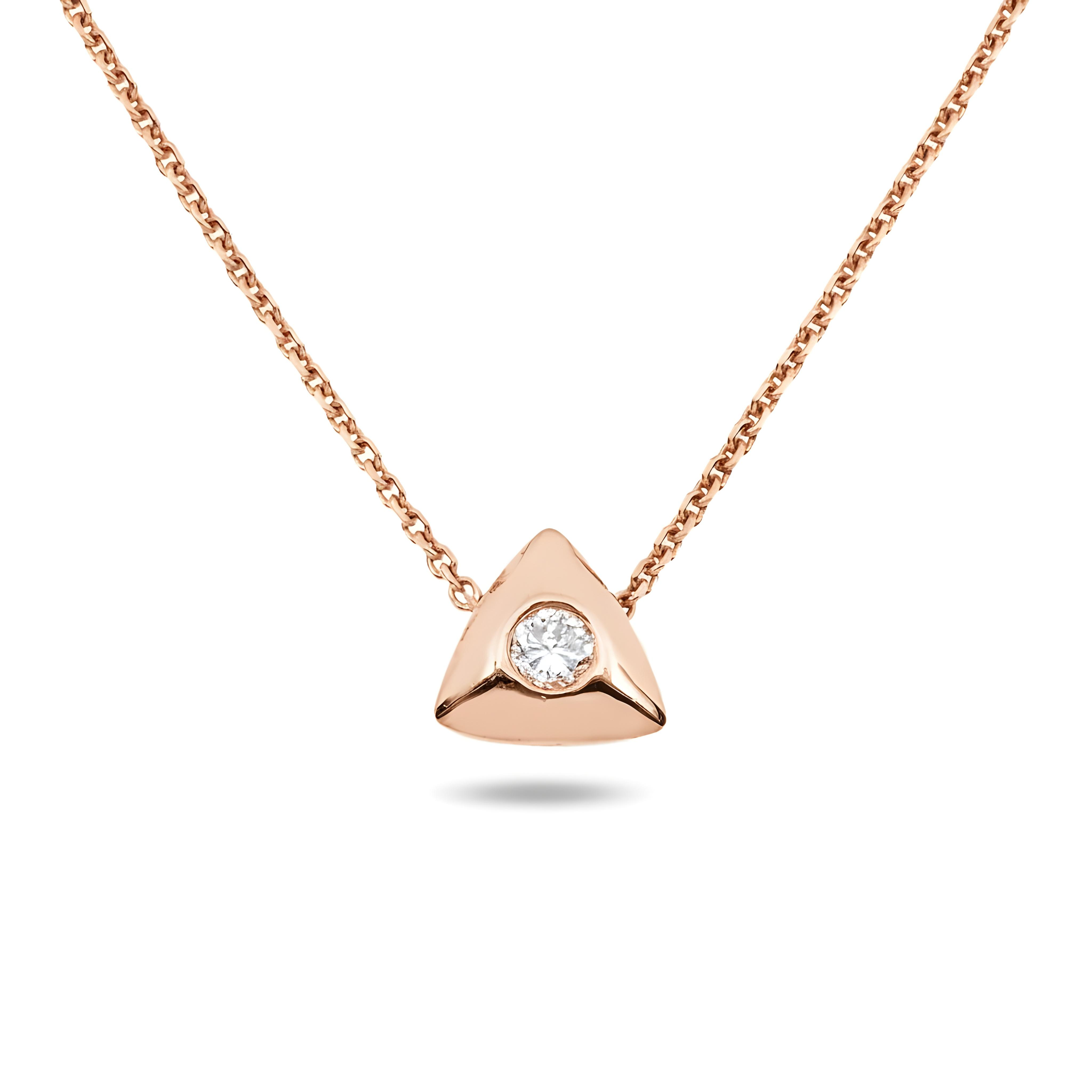 14K Yellow Gold Round Diamond Pendant & Chain Necklace 0.28ct