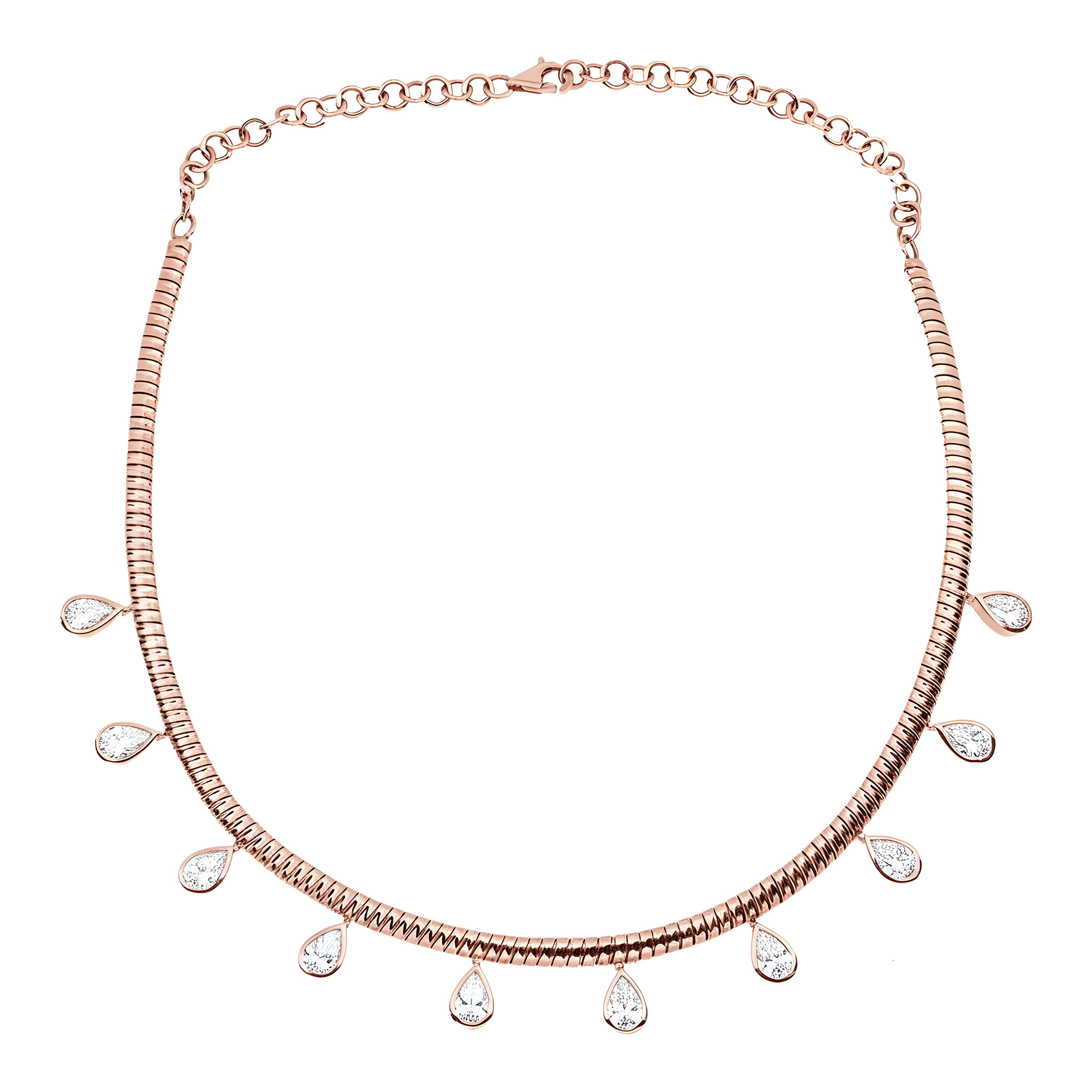 14K Yellow Gold Pear Cut Diamond Drop Necklace 5.35ct