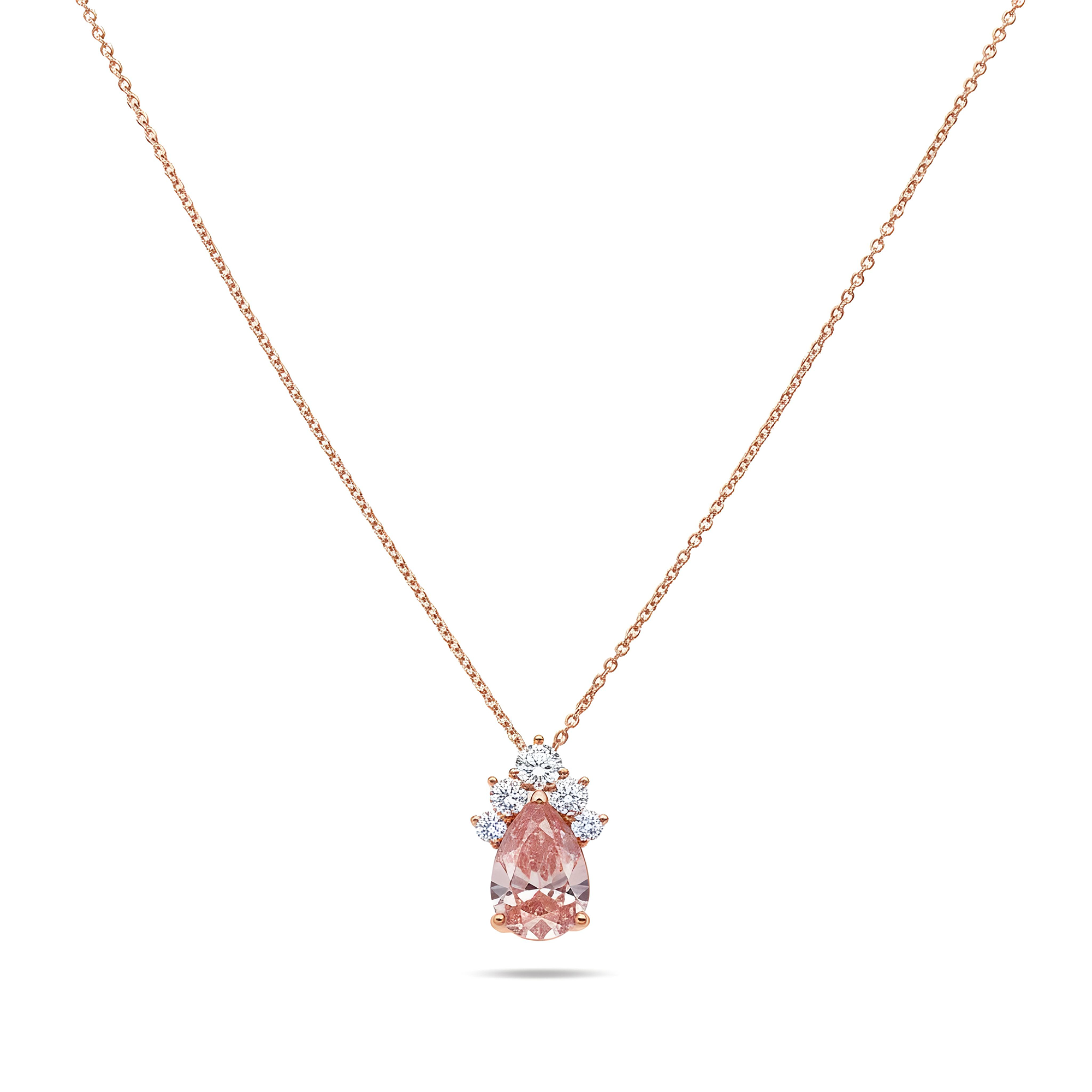 14K & 18K White Gold Pear Cut Fancy Pink Diamond Mini Pendant Necklace 1.87ctw