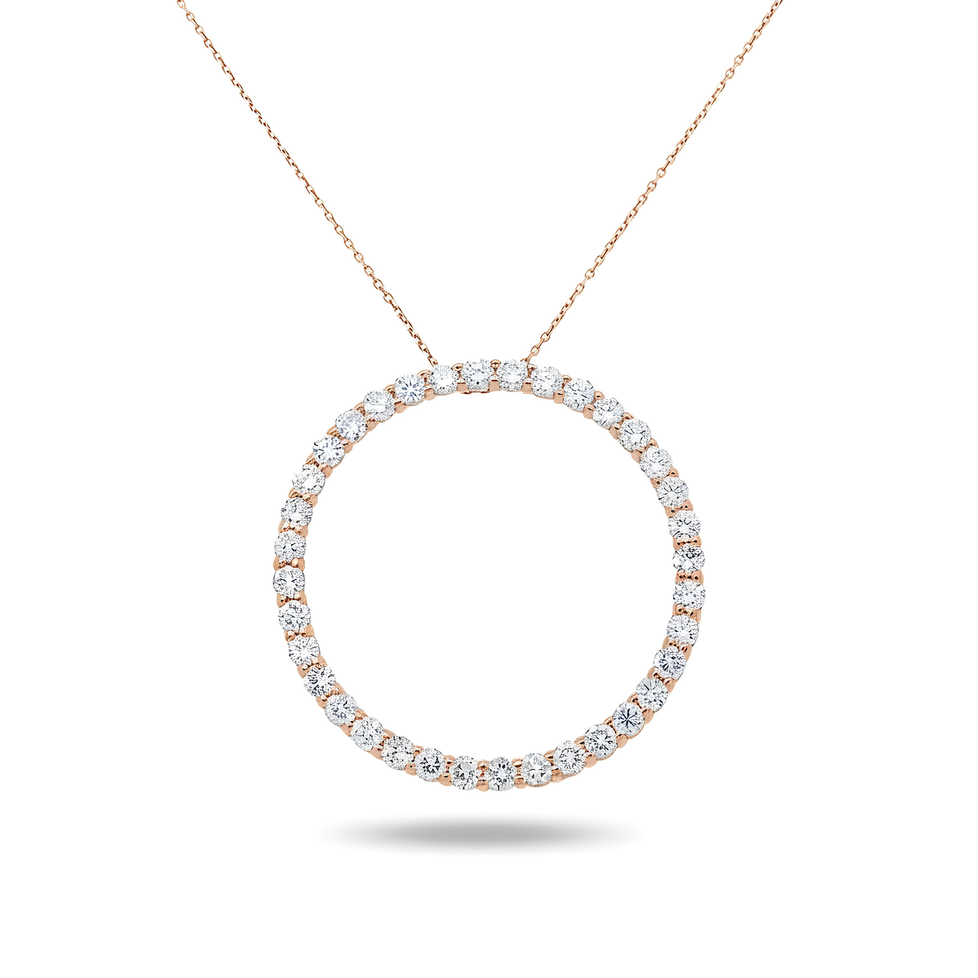 14K White Gold Round Diamond Karma Circle Necklace 6.0ct