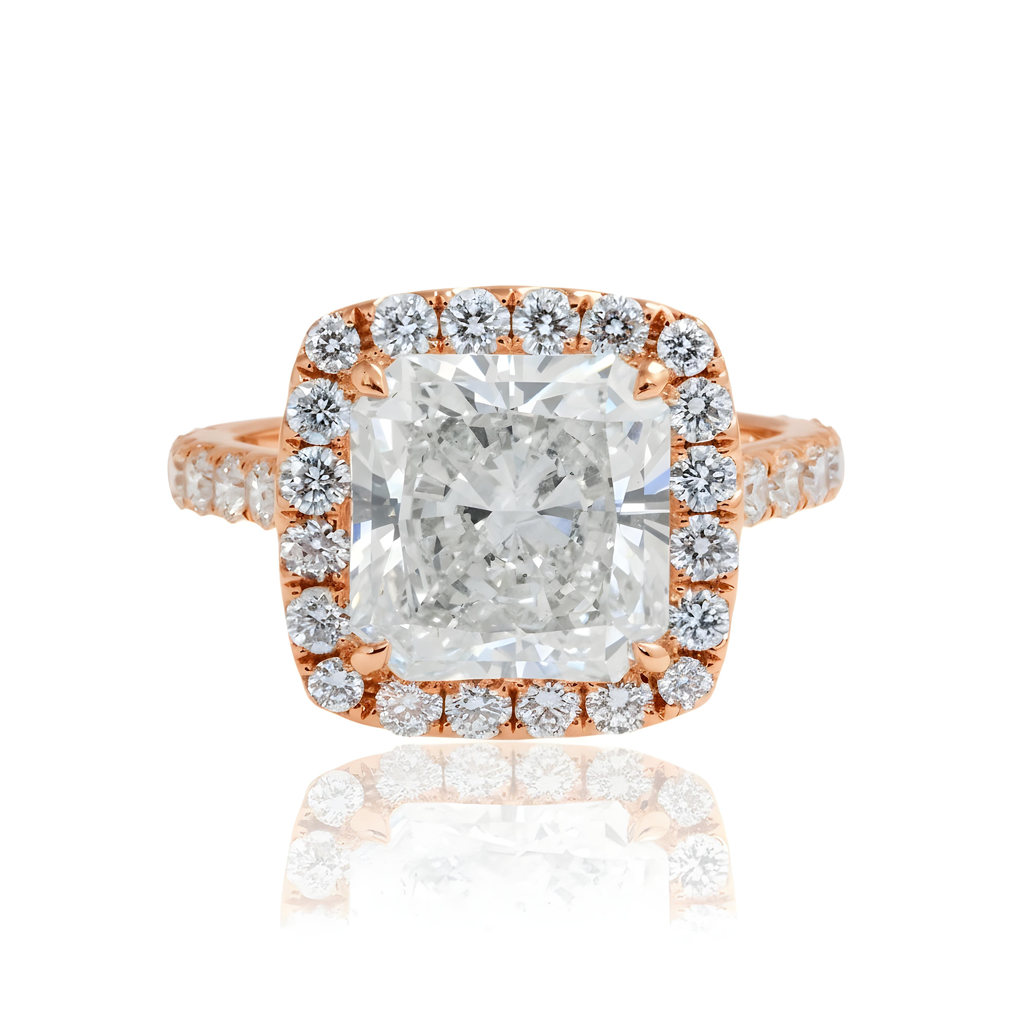 GIA 18K White Gold 5.20ct Square Radiant Cut Diamond Engagement Ring 6.89ctw