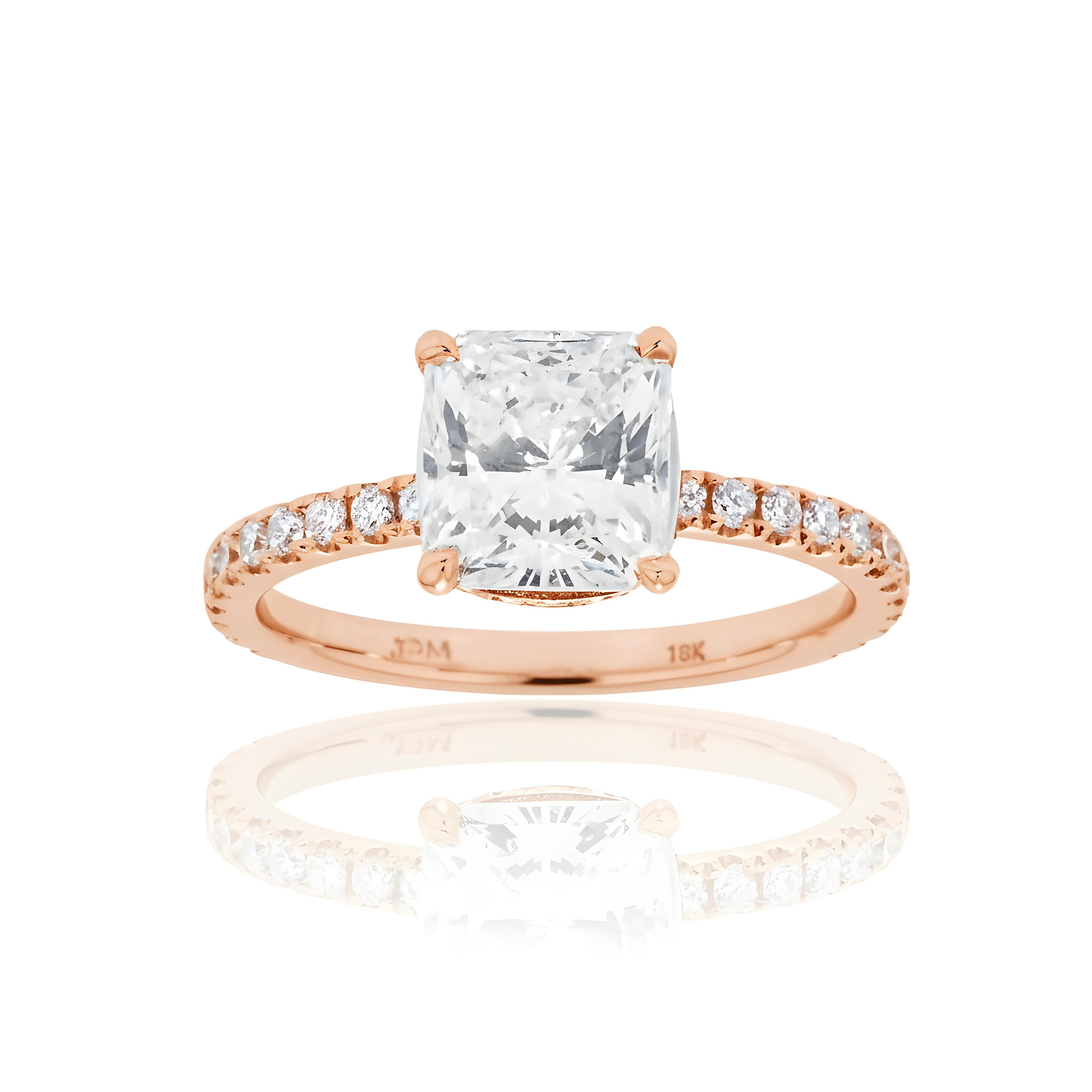GIA 18K White Gold 2.08ct Cushion Cut Diamond Engagement Ring 2.62ctw