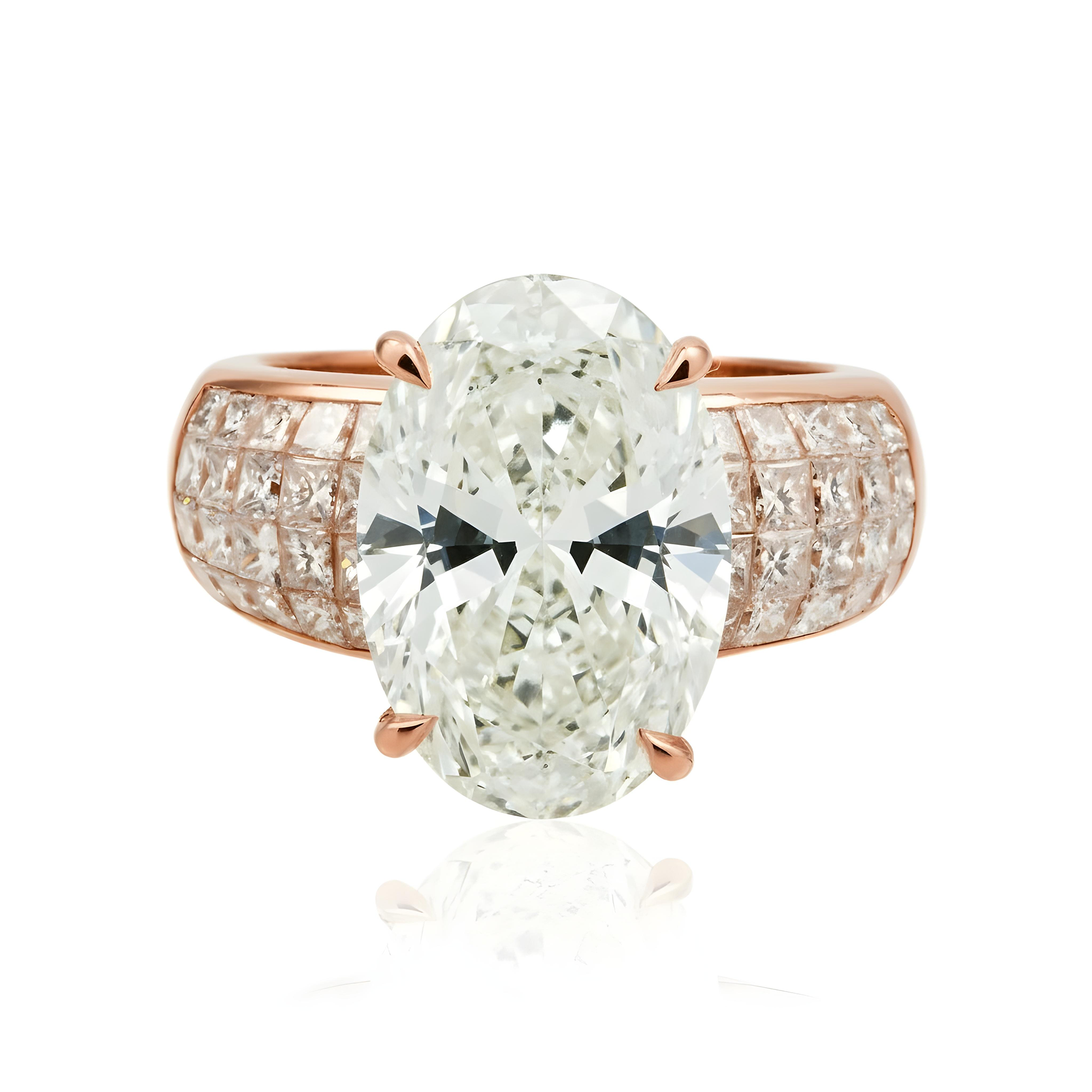 18K Yellow Gold 6.16ct Oval Diamond Engagement Ring 8.15ctw