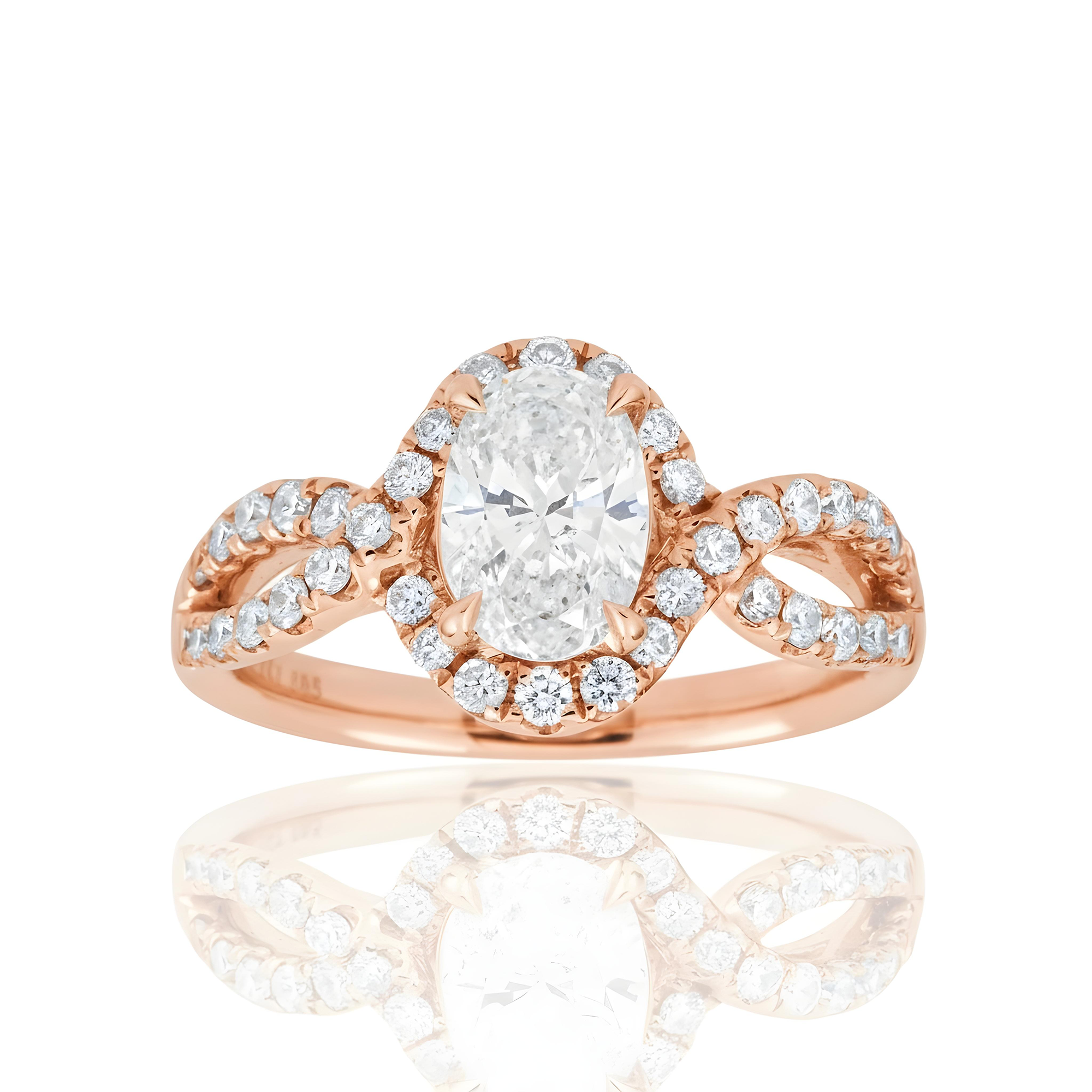 14K White Gold 1.01ct Oval Diamond Engagement Ring 1.50ctw