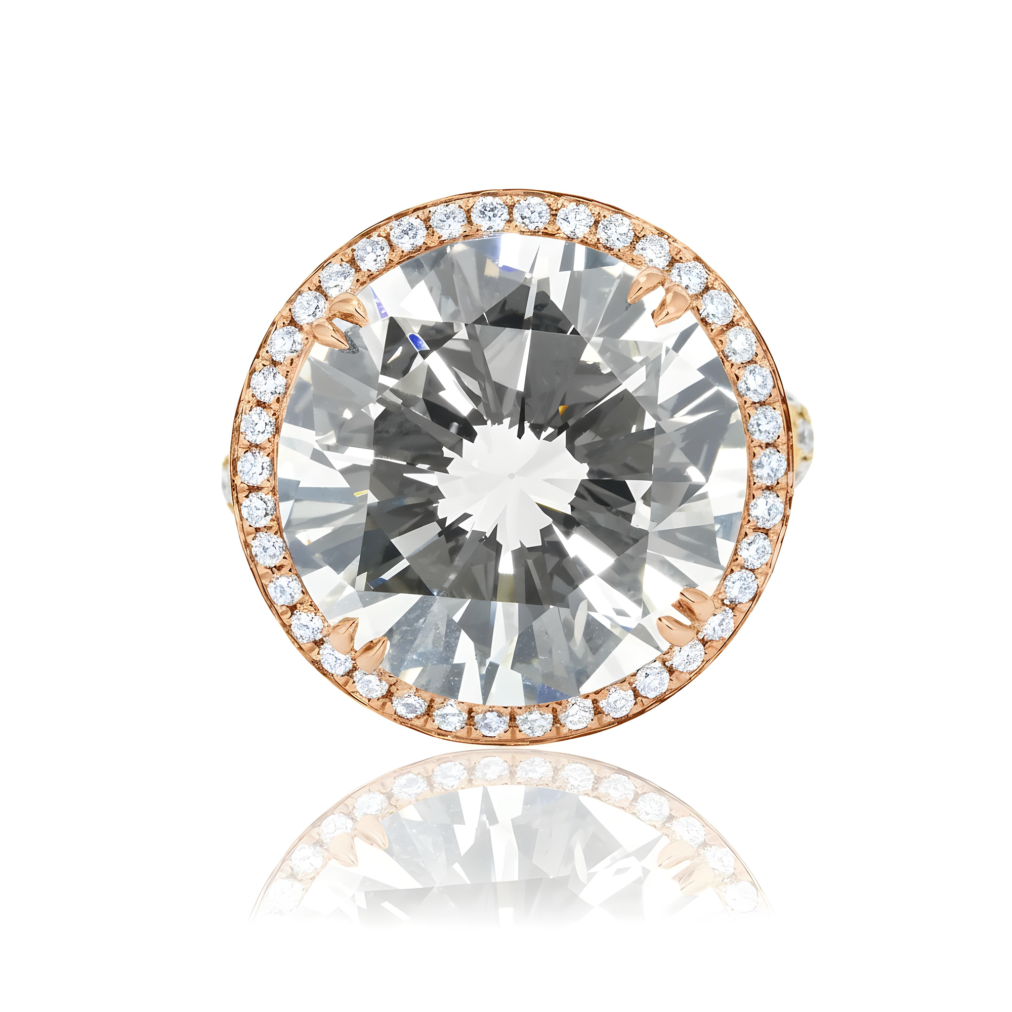 GIA 18K White Gold 14.52ct Round Diamond Engagement Ring 15.87ctw