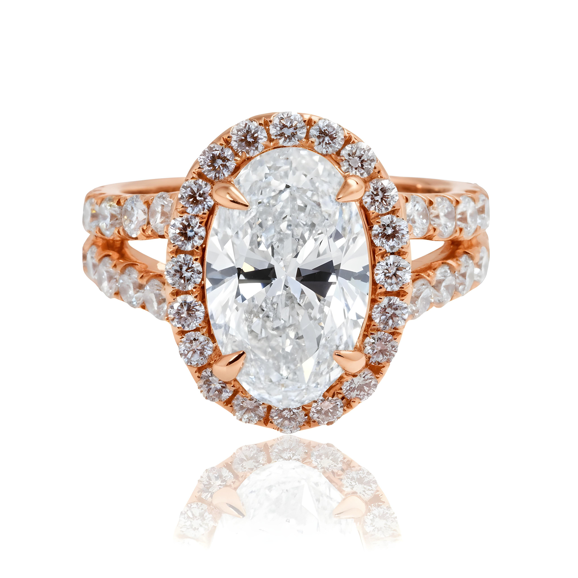 GIA 18K White Gold 4ct Oval Cut Diamond Engagement Ring 5.93ctw