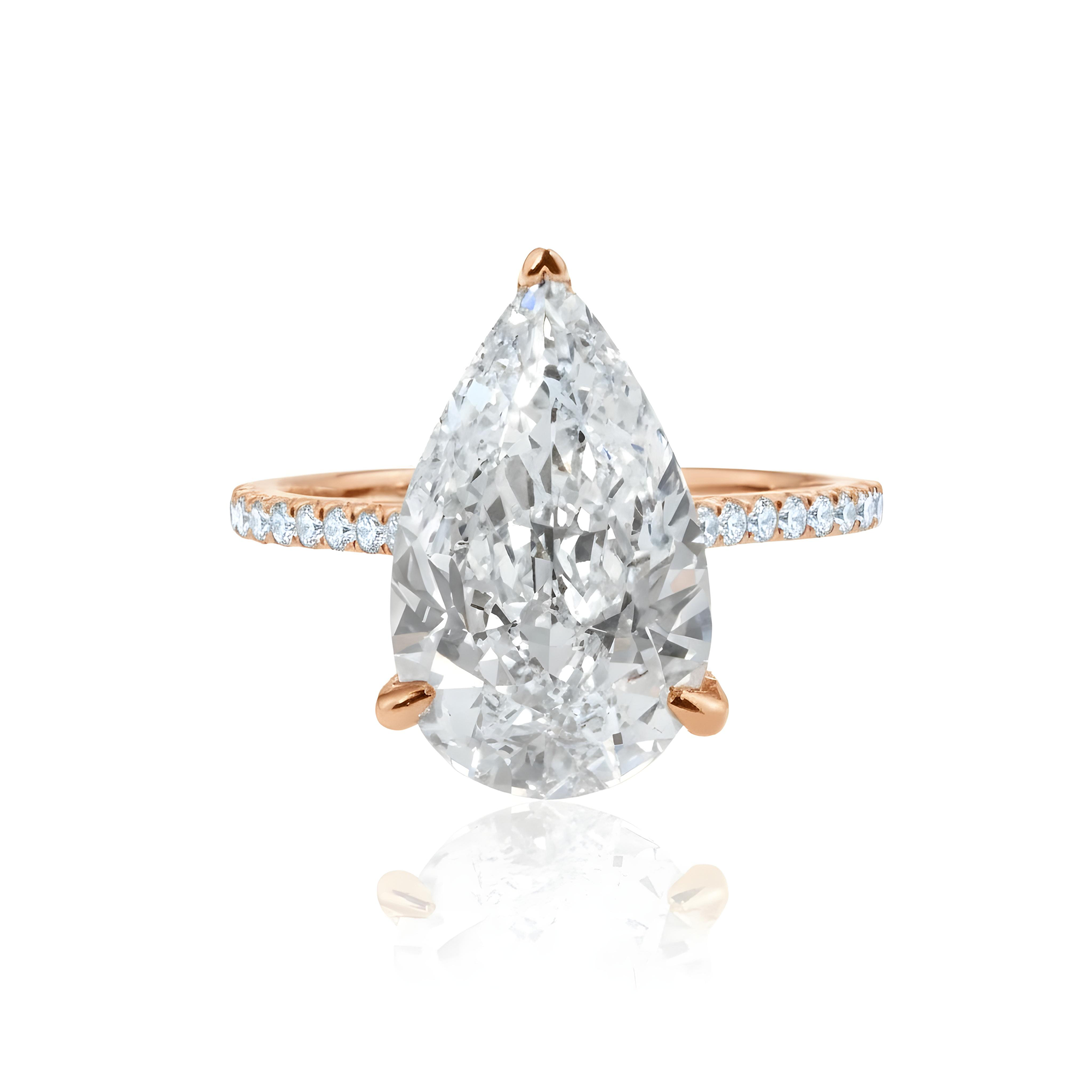 GIA 18K White Gold 5.41ct Pear Cut Diamond Engagement Ring 5.83ctw