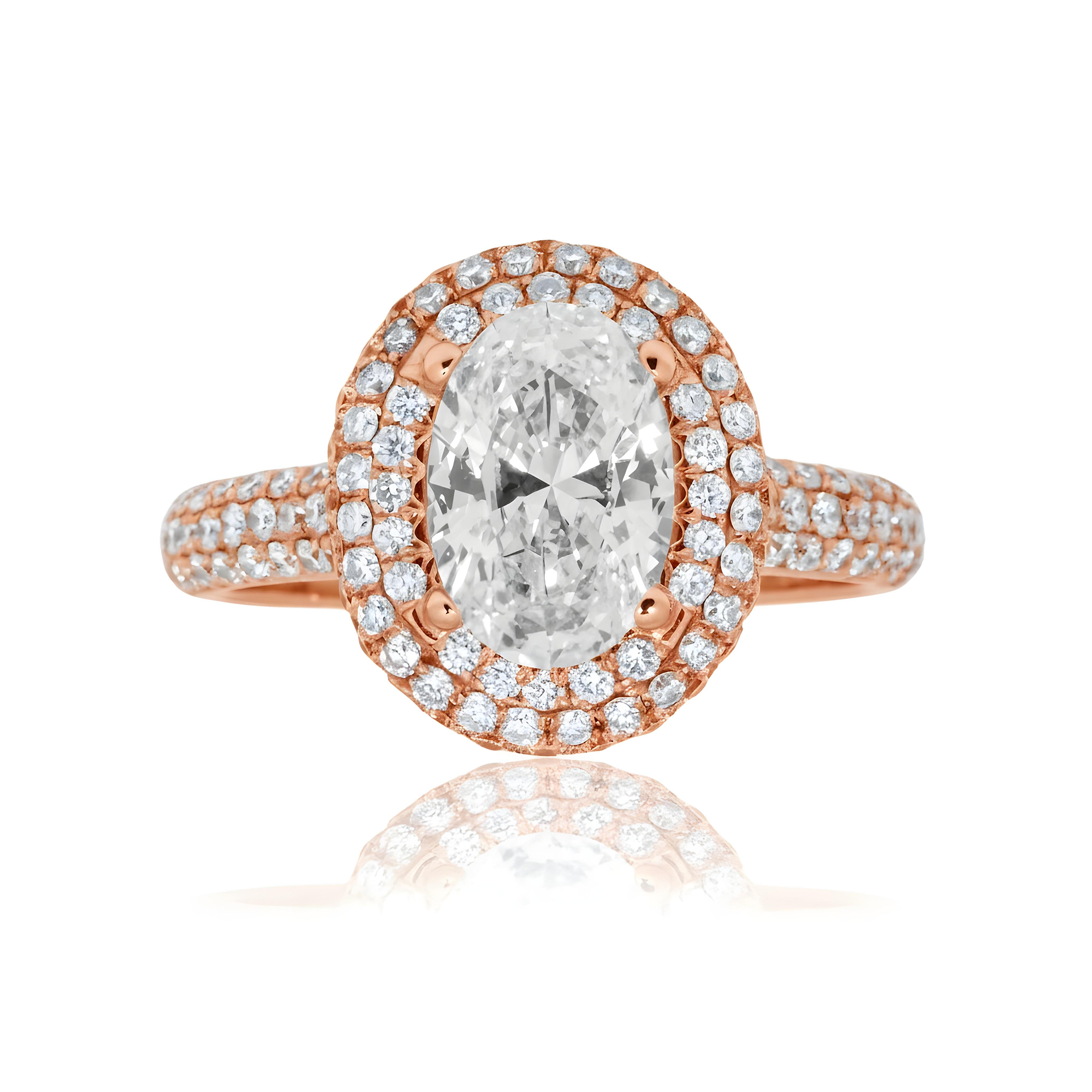 GIA 18K White Gold 1.52 Oval Cut Diamond Engagement Ring 2.58ctw